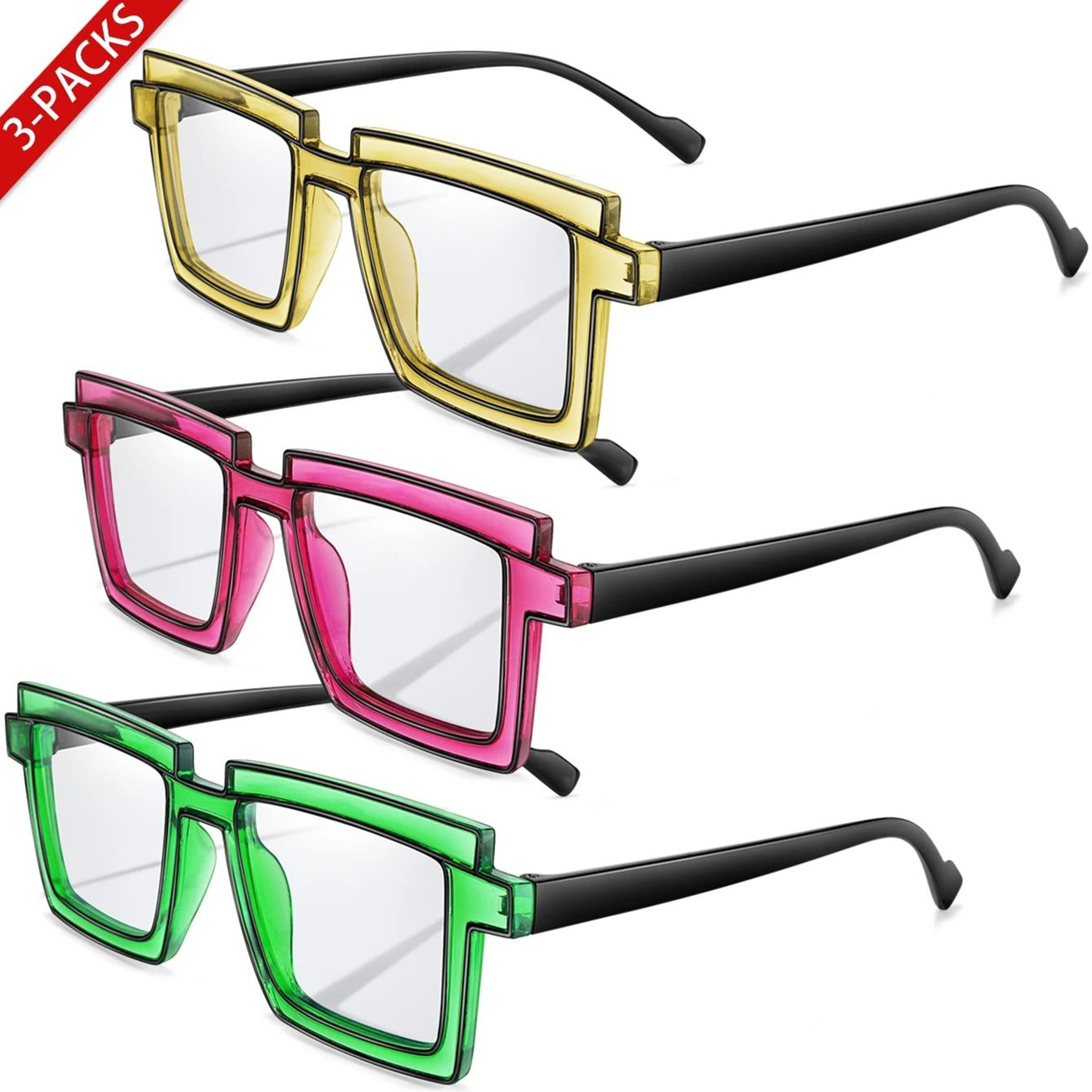 3 Pack Oversize Transparent Sunglasses Set 0