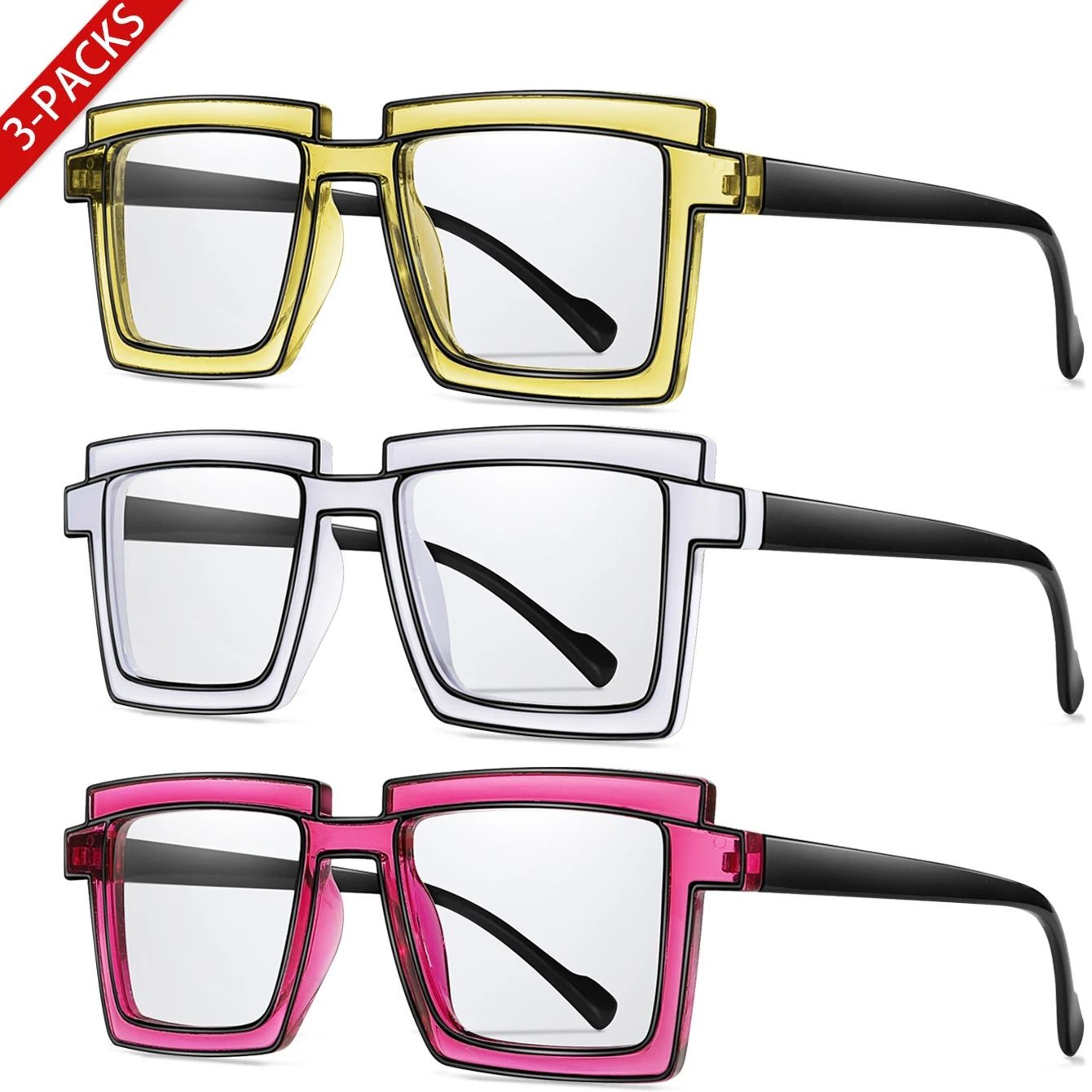 3 Pack Oversize Transparent Sunglasses Set 11