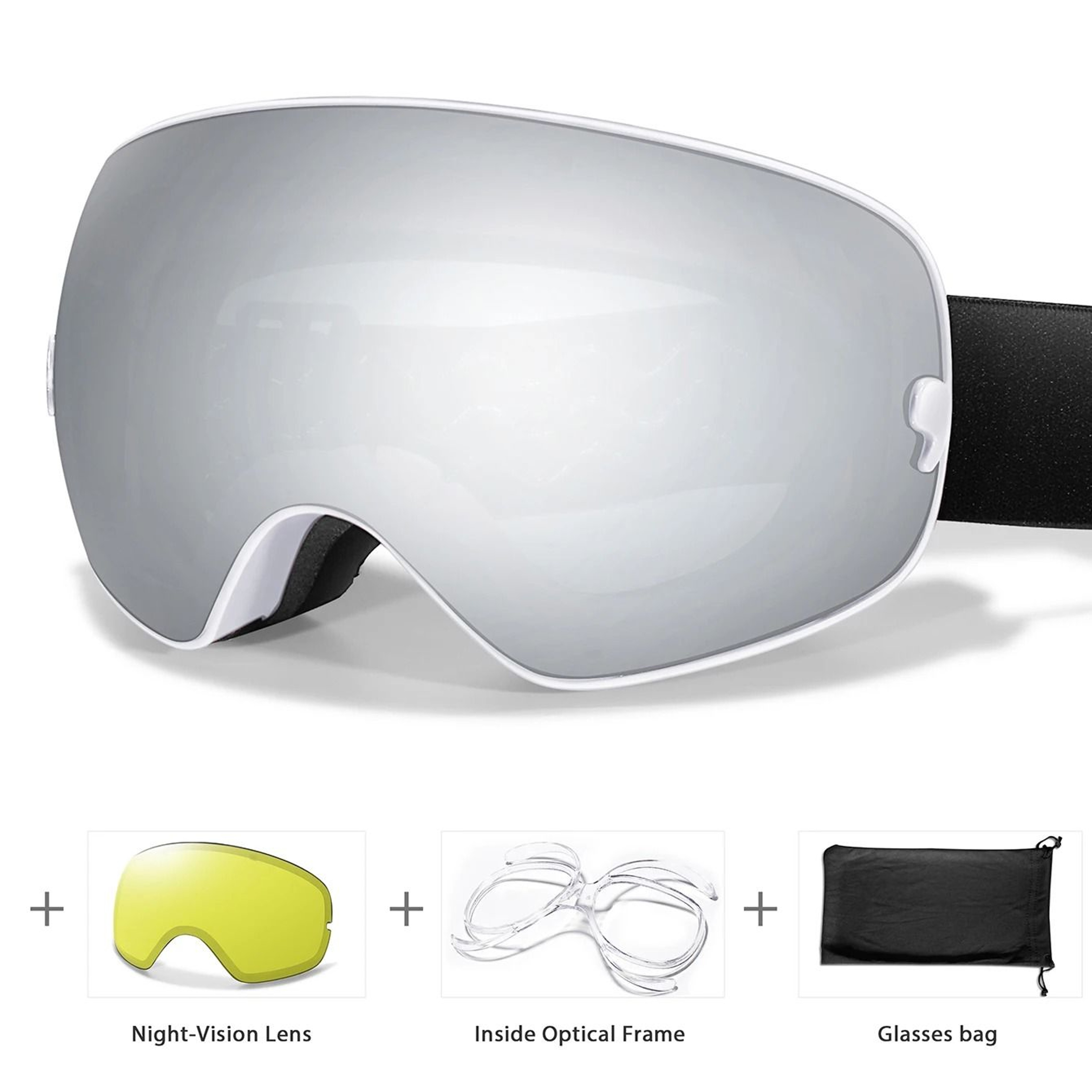 Unisex Snow Sports Goggles With UV Protection Anti Fog Lens And Replacement Lenses 17
