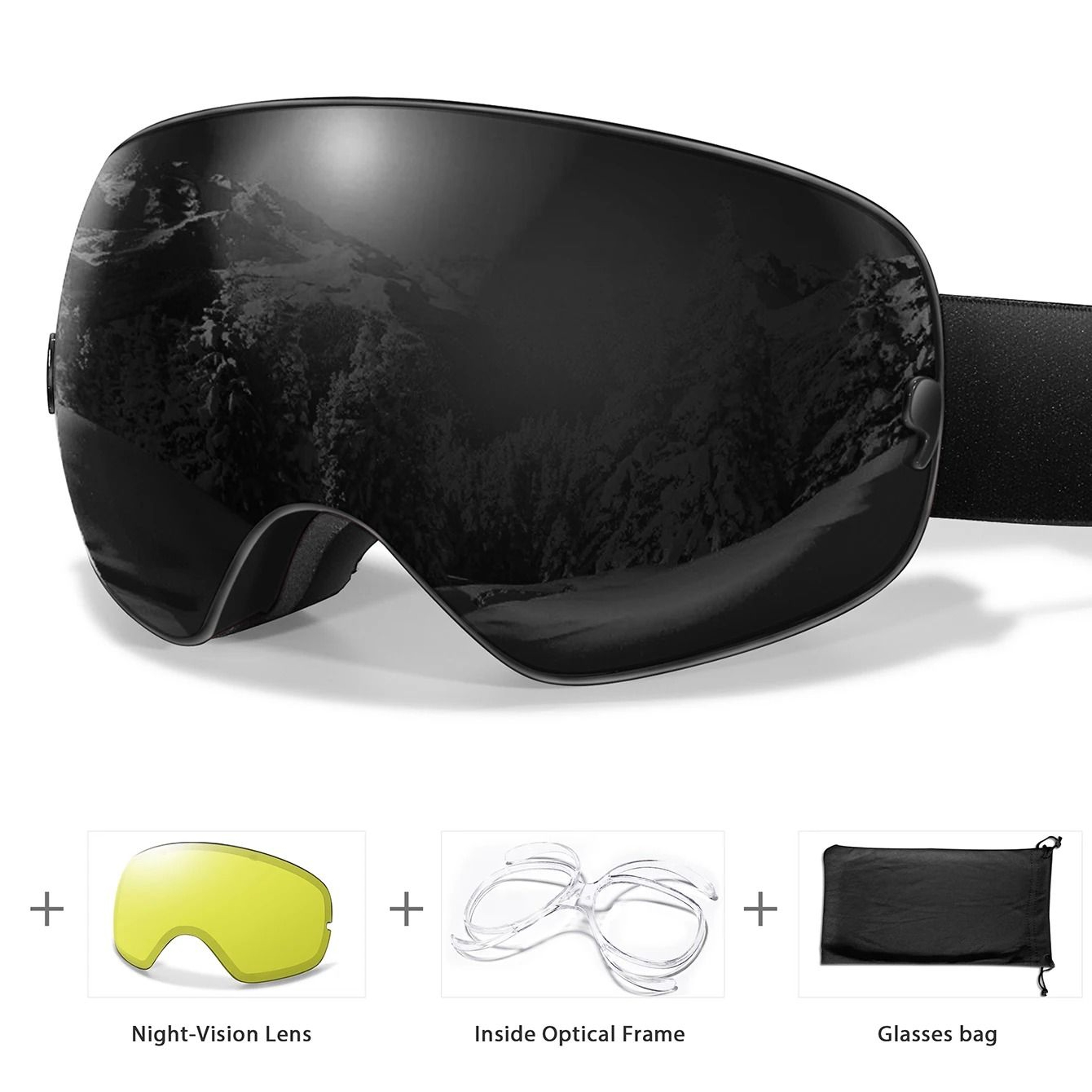Unisex Snow Sports Goggles With UV Protection Anti Fog Lens And Replacement Lenses 2