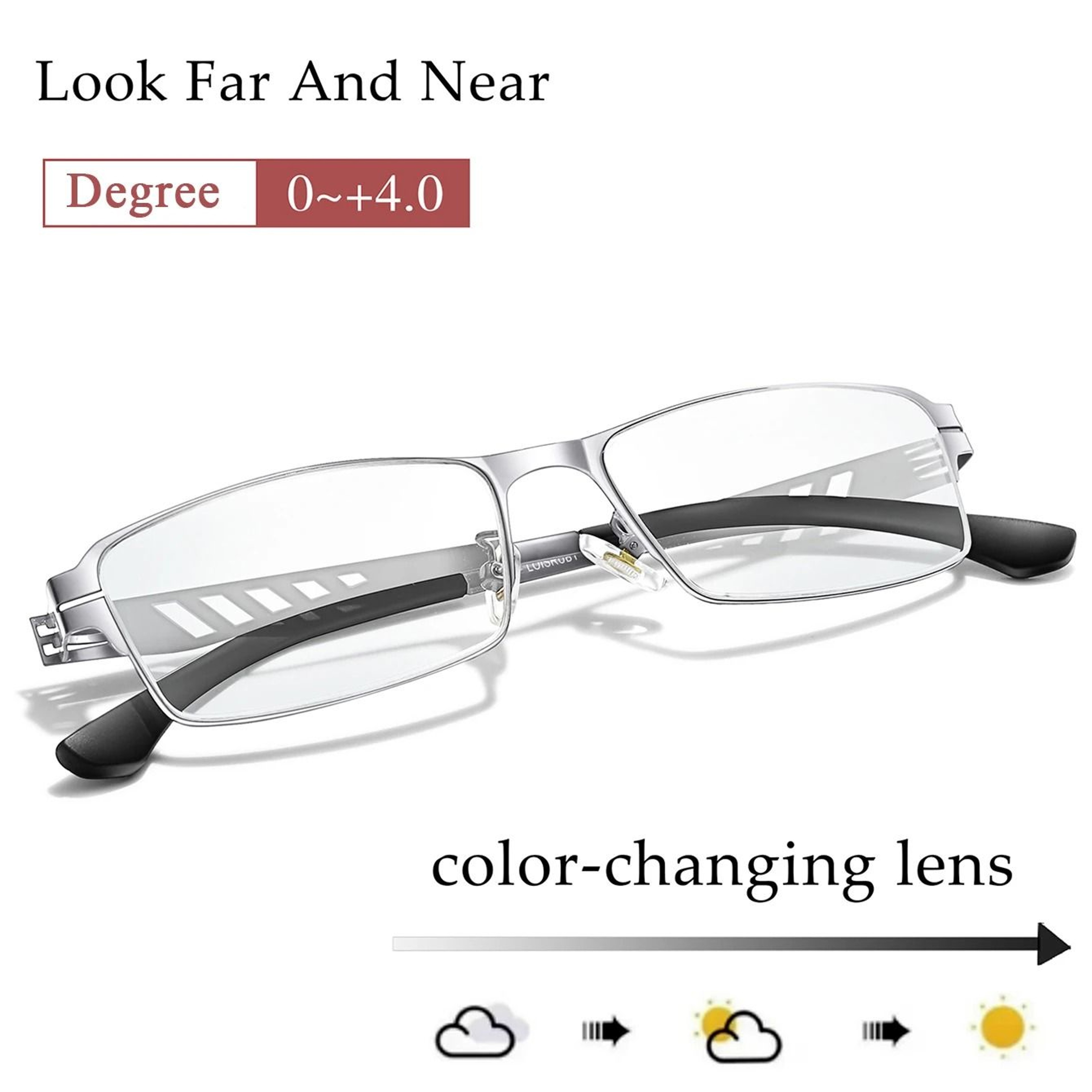 Metal Frame Photochromic Reading Glasses With Anti Blue Light Protection 7
