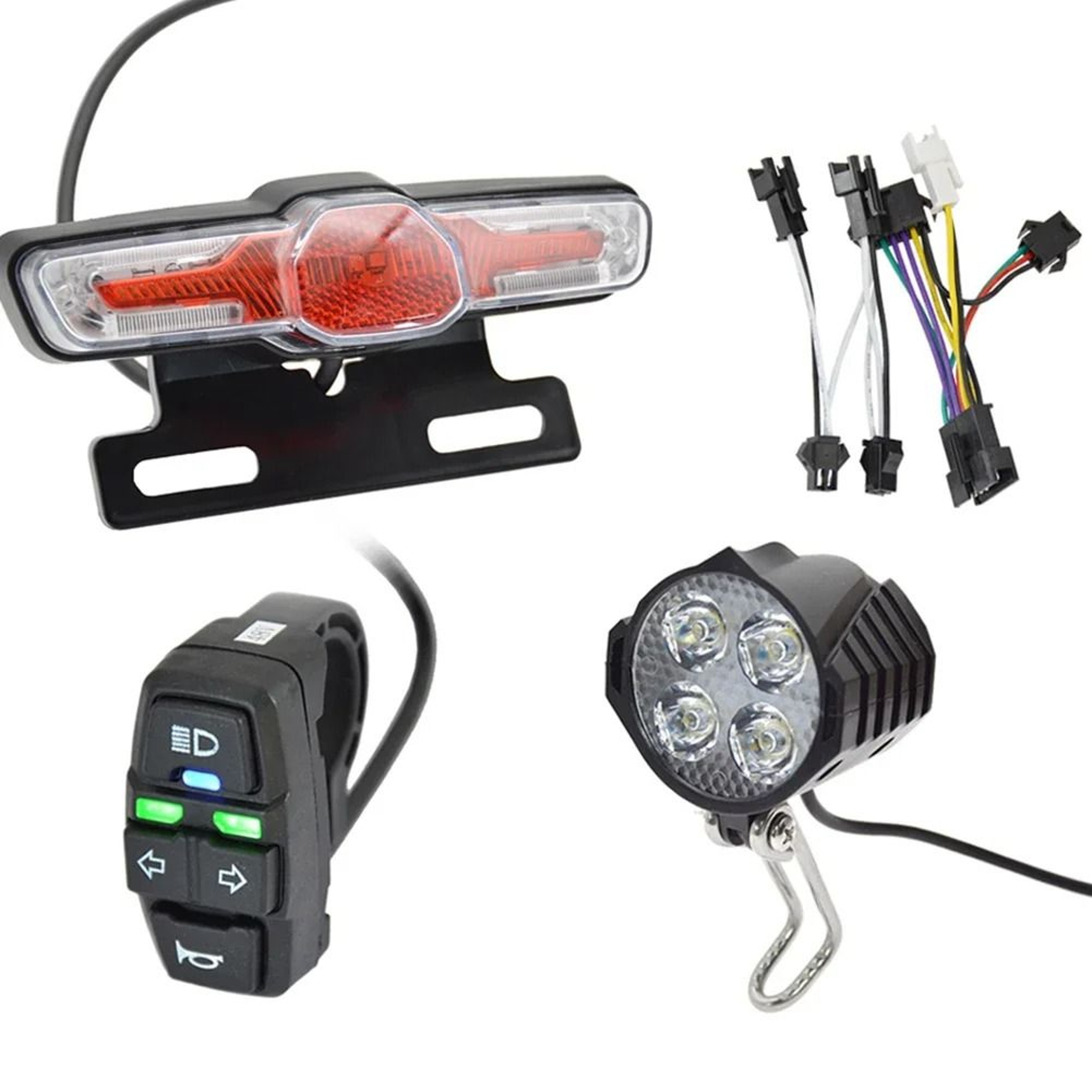 LED Front And Rear Light Set With Horn And Switch For Electric Bikes 7