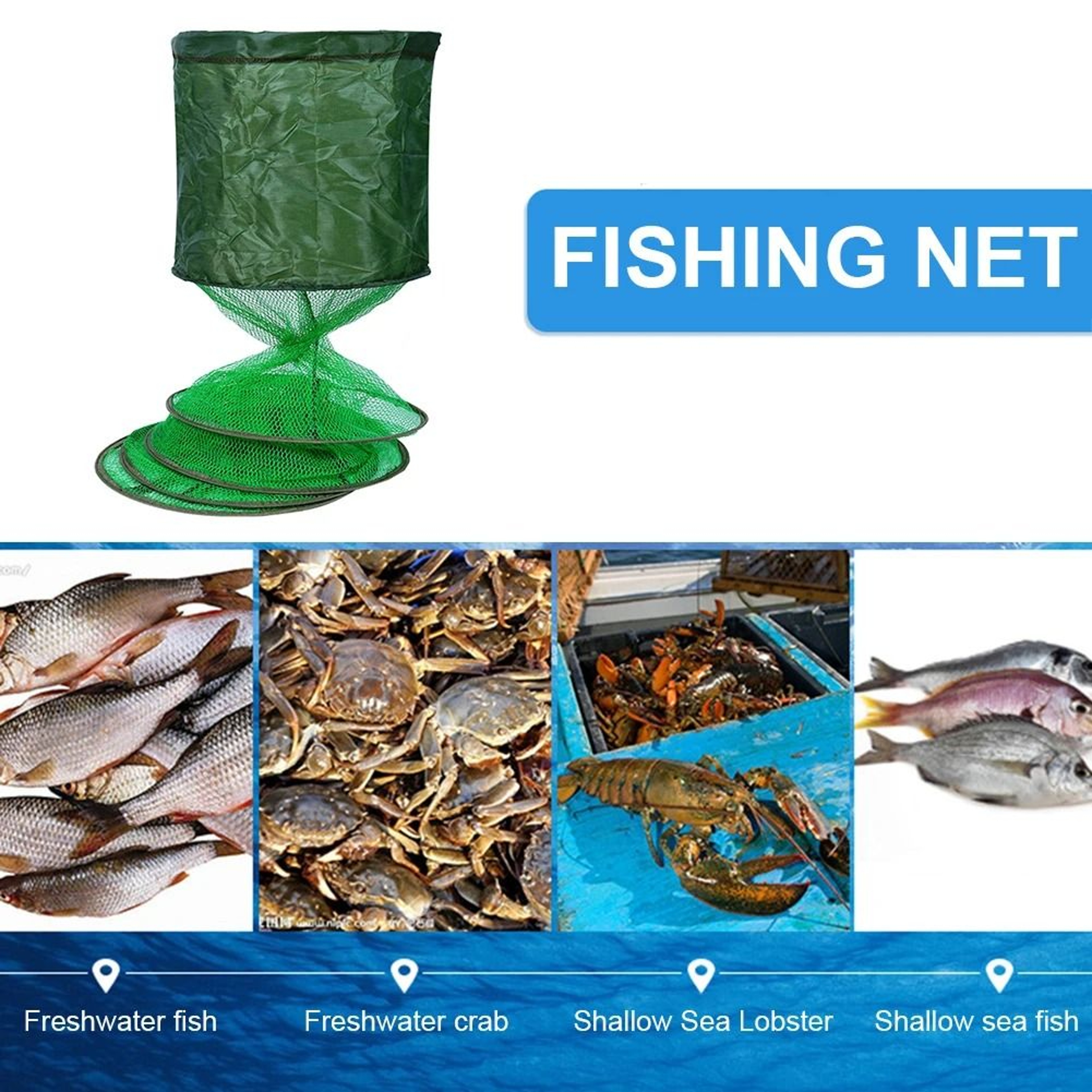Portable Fishing Storage Cage With Nylon Mesh And Steel Ring 3