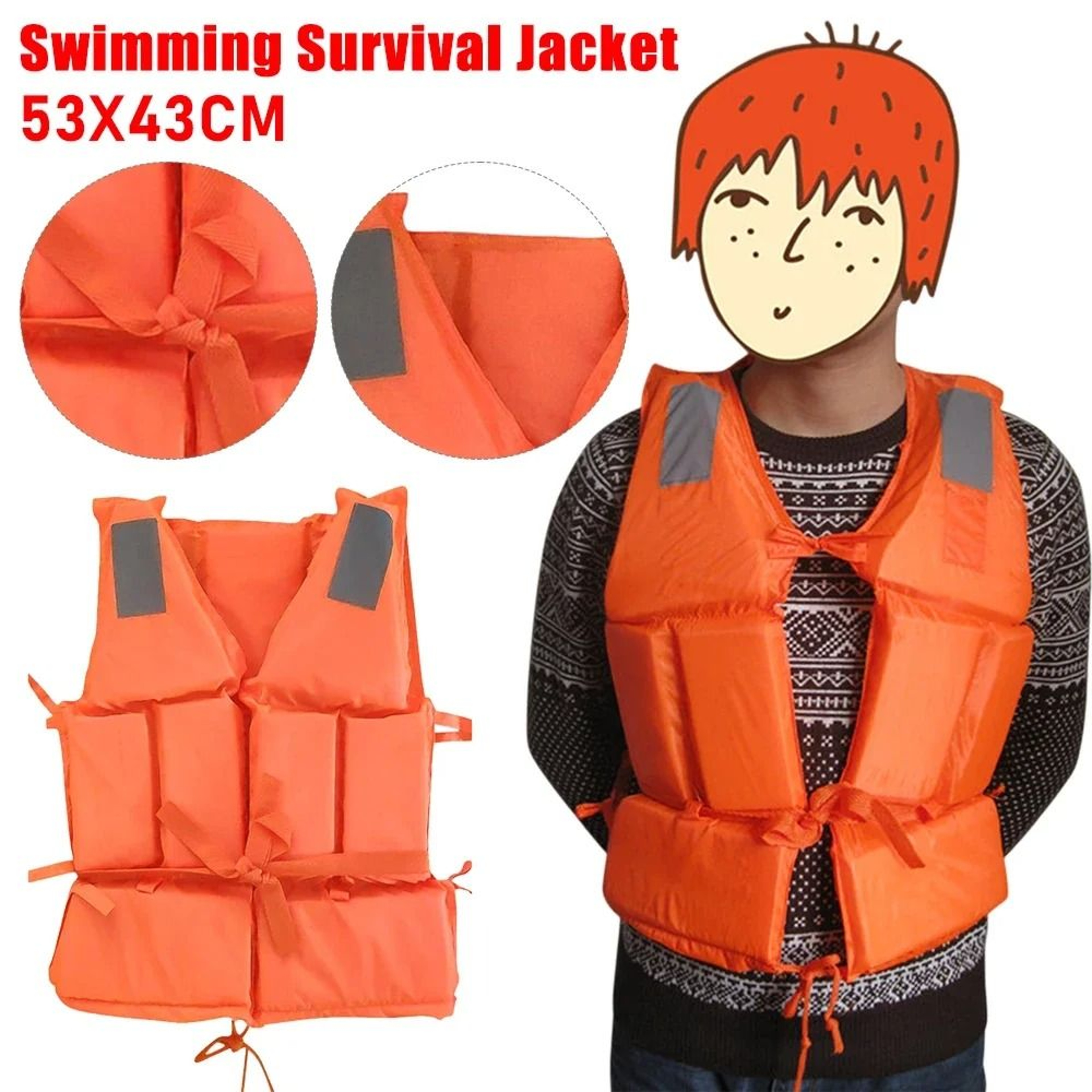 Adult Safety Life Vest With Whistle For Swimming And Water Sports 0