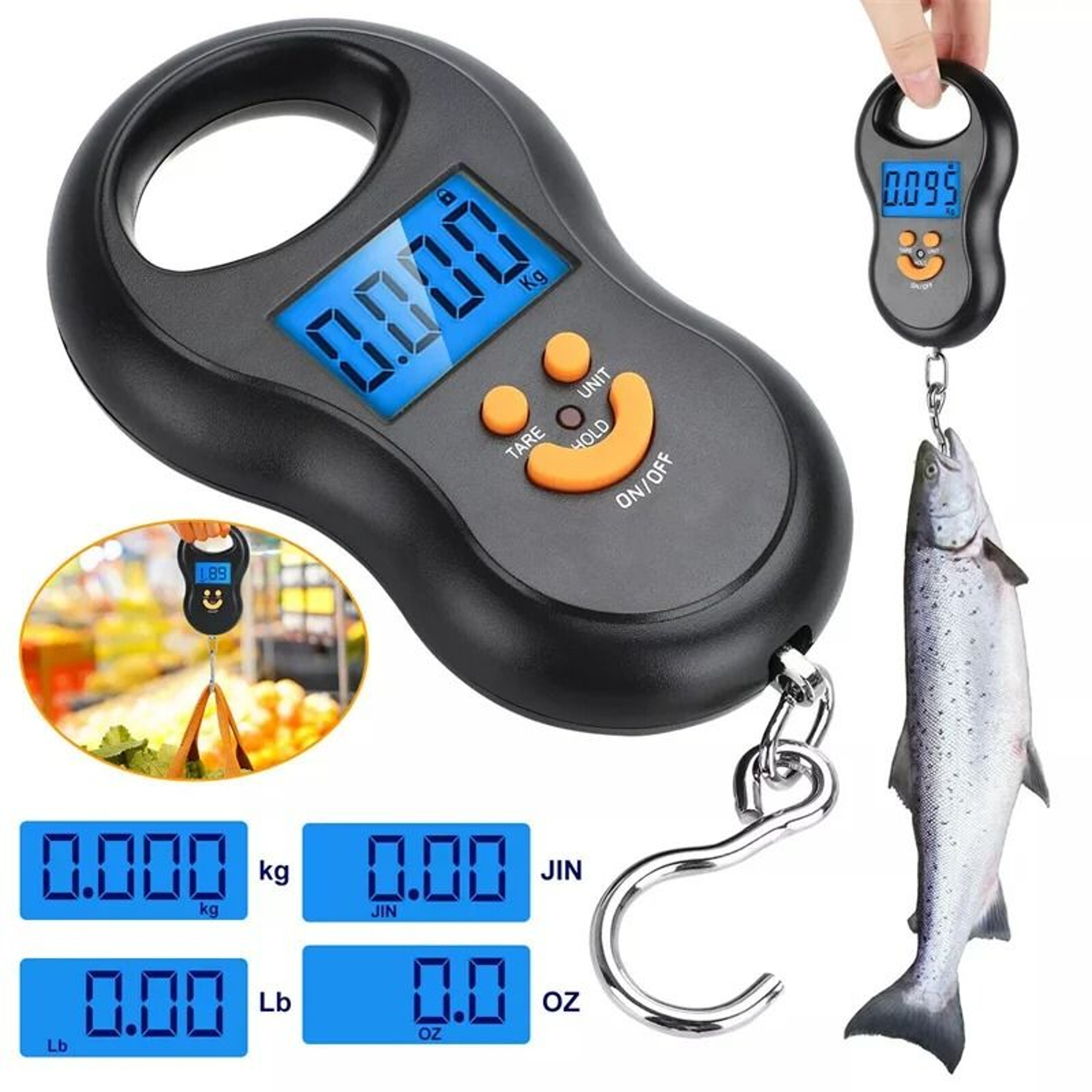 Portable 11023lb Digital Hanging Scale With LCD Display For Fishing And Luggage 0