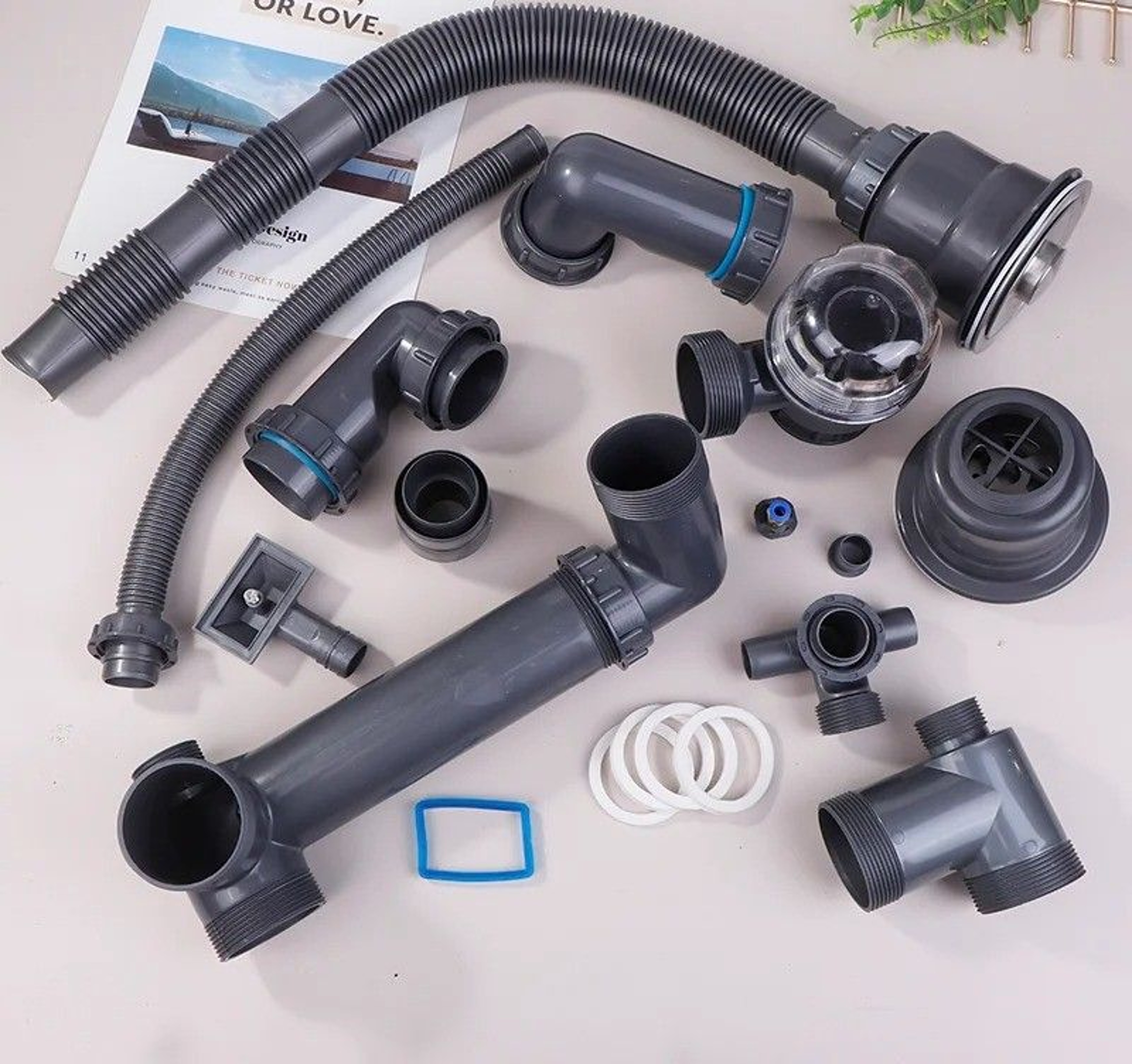 Kitchen And Bathroom Sink Drain Pipe Set With Odor Blocking Design 2