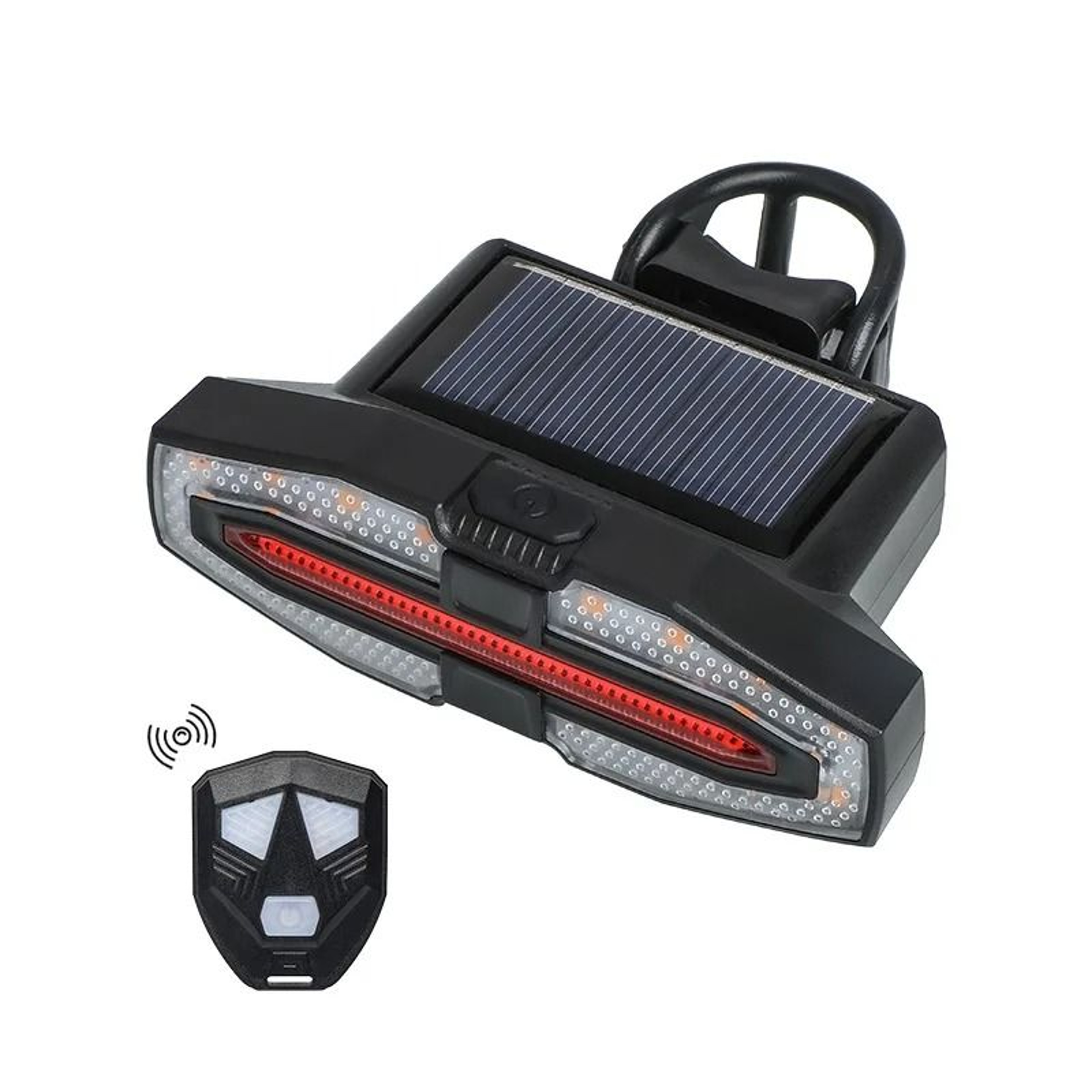Waterproof Bicycle Rear LED Light With Solar Turn Signals And Remote Horn 0