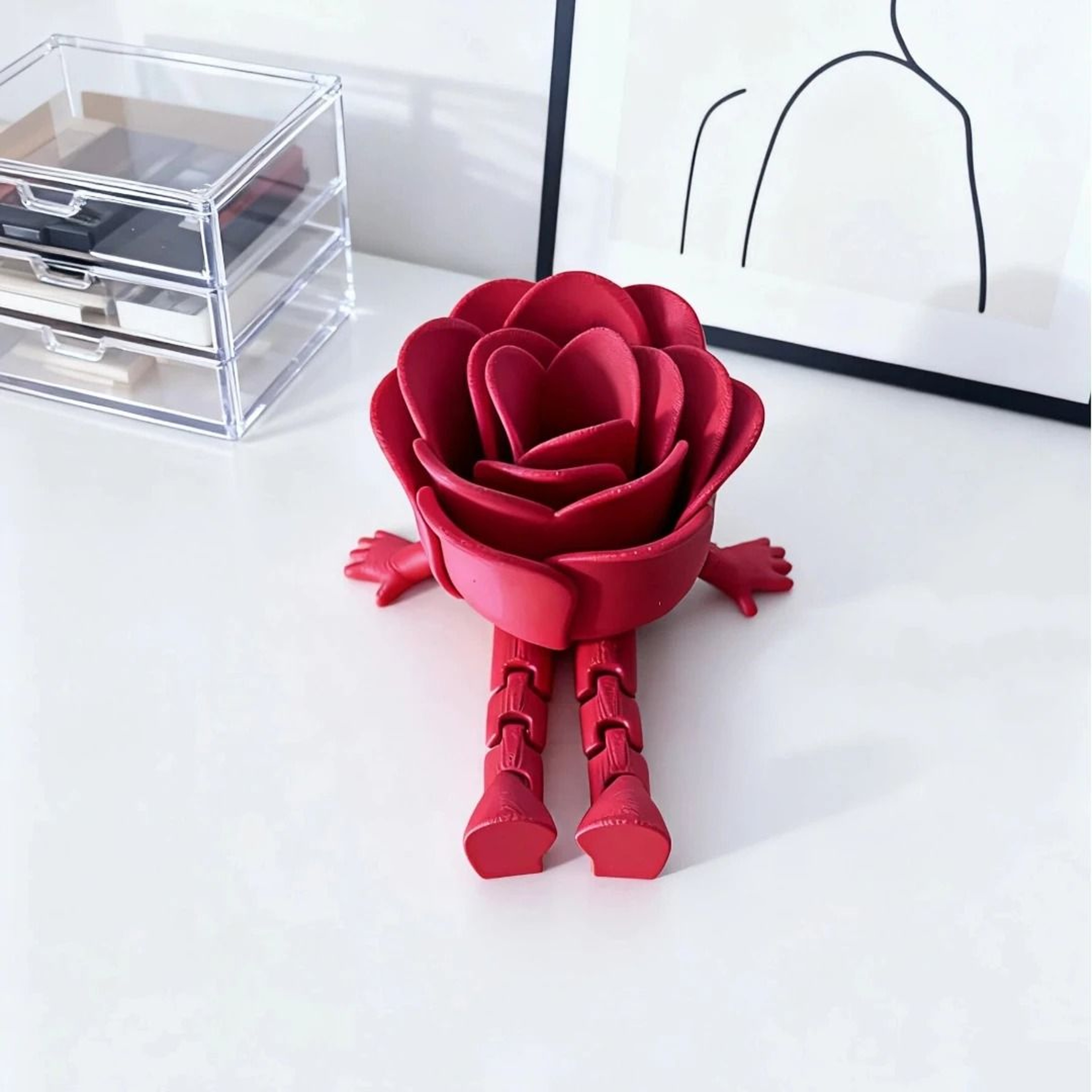 Creative 3D Printed Anthropomorphic Rose Home Decor Ornament 6