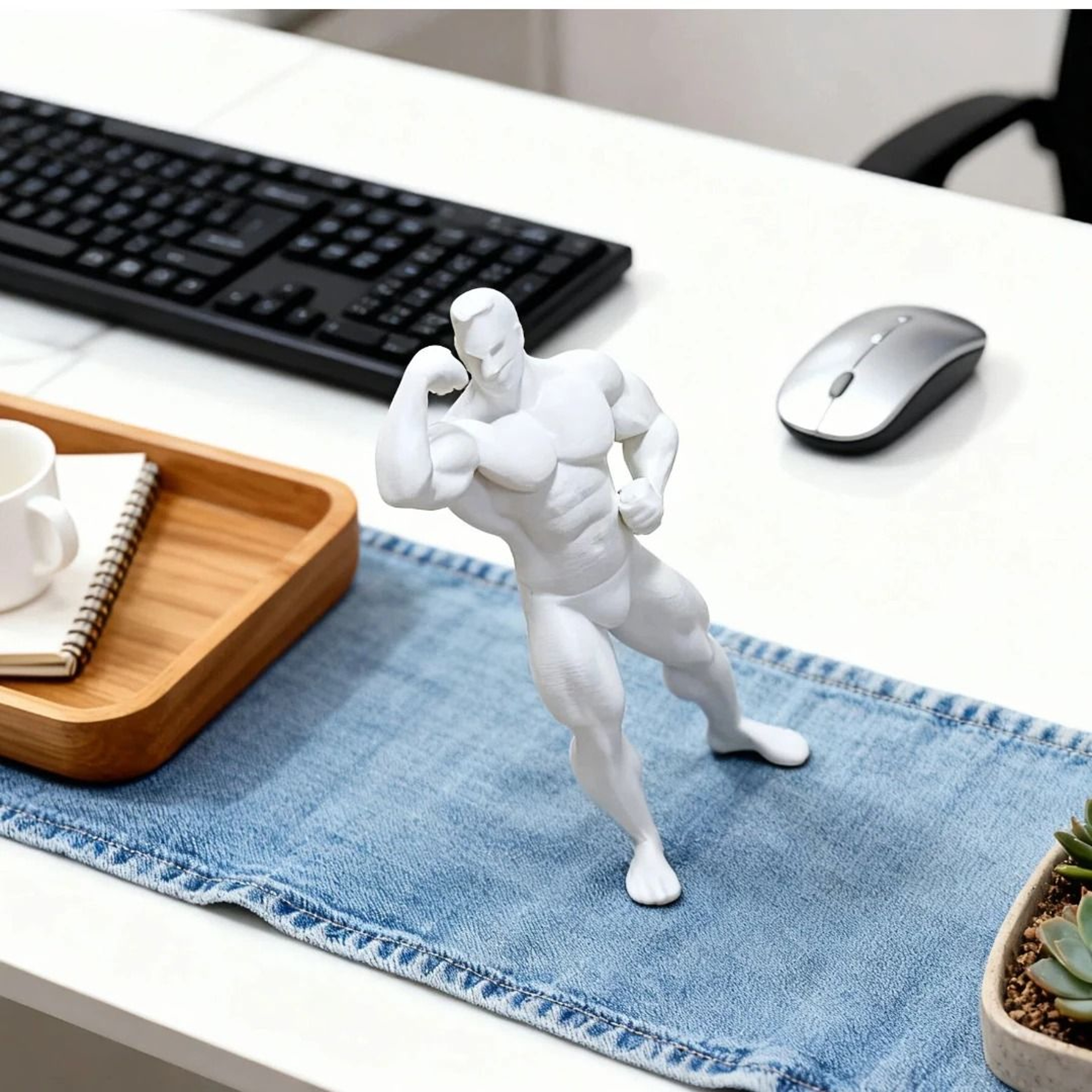 Miniature Muscular Man Figurine Desktop Ornament For Fitness Decor 2