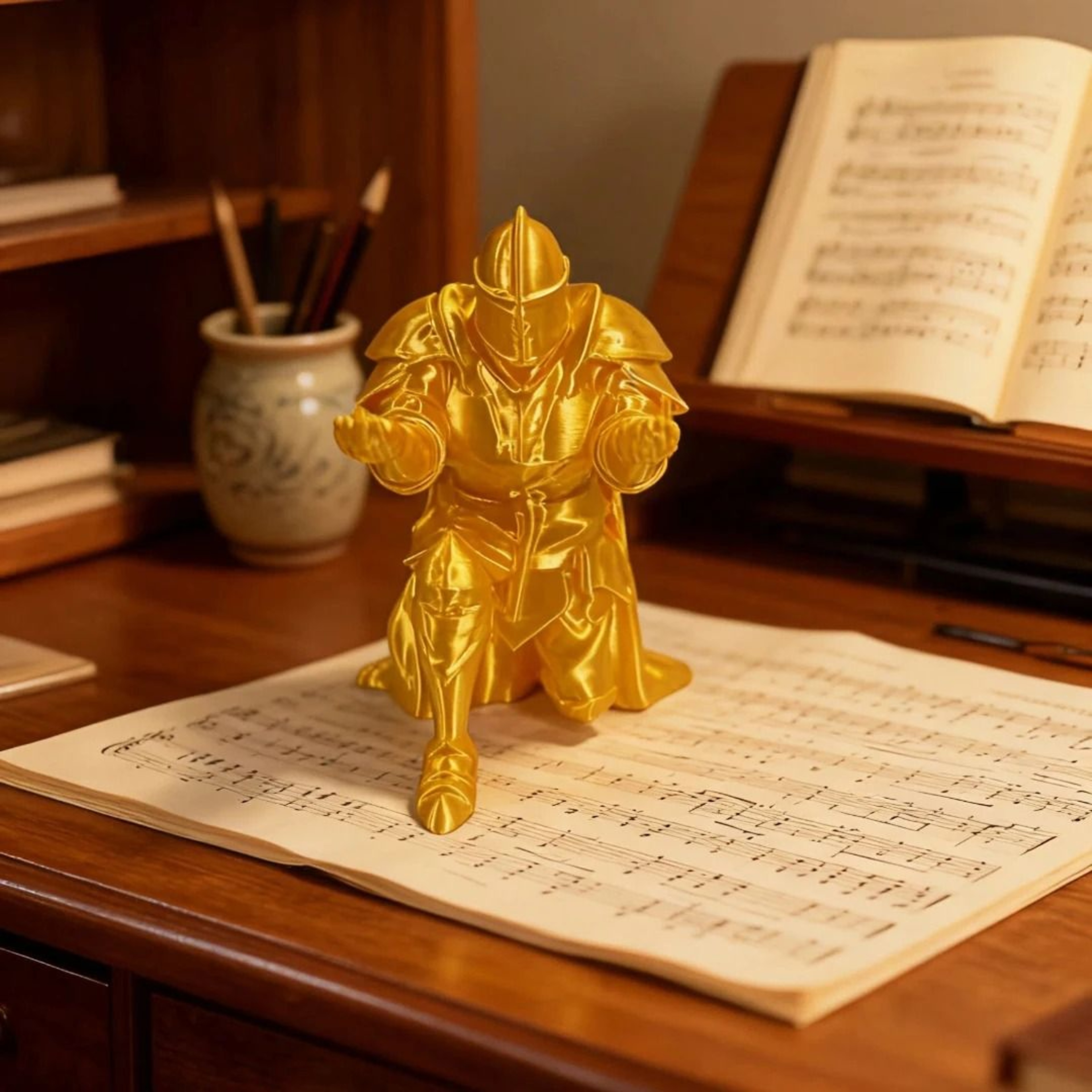 Golden Knight Creative Pen Holder Personalized Desktop Ornament Pen Storage Rack 0