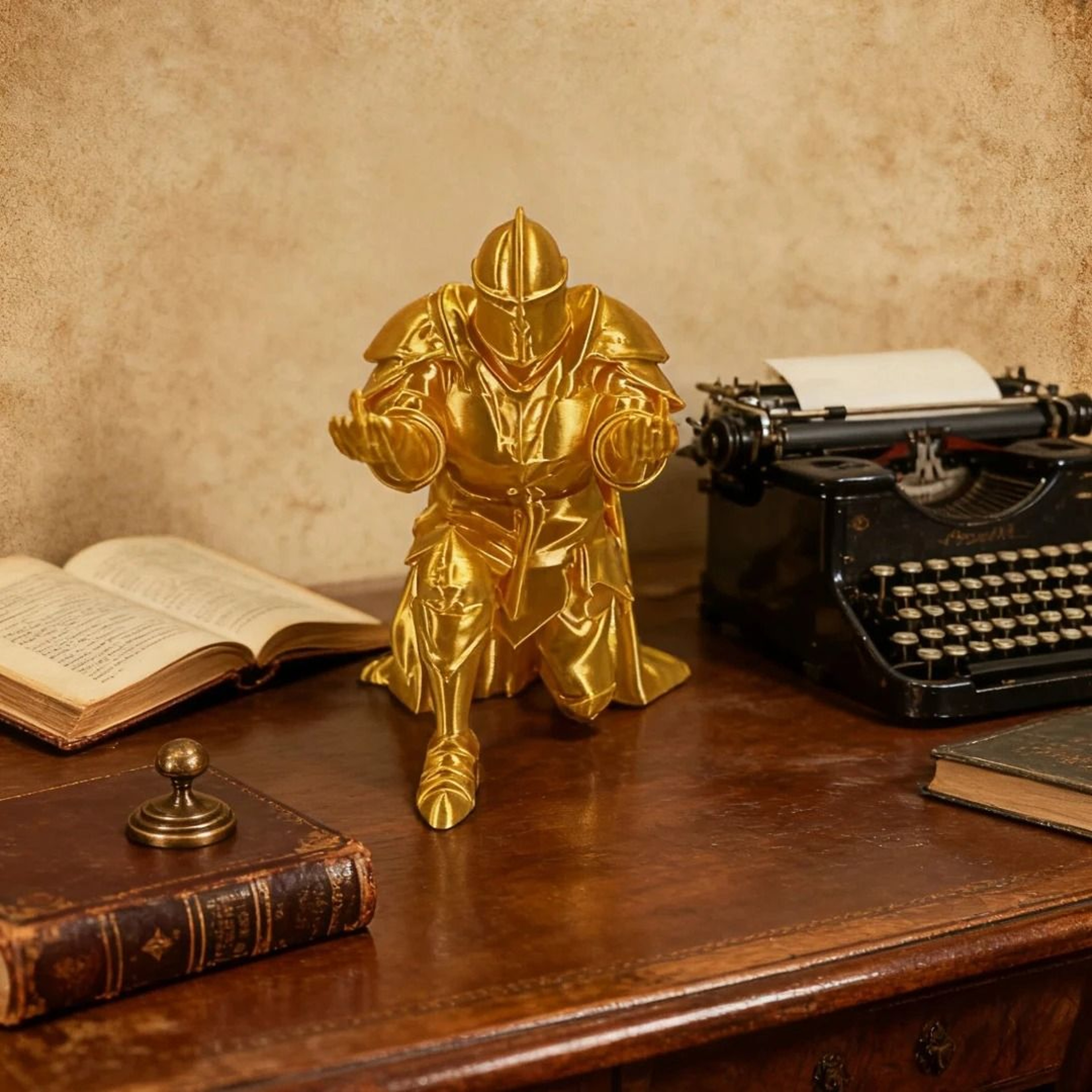 Golden Knight Creative Pen Holder Personalized Desktop Ornament Pen Storage Rack 2