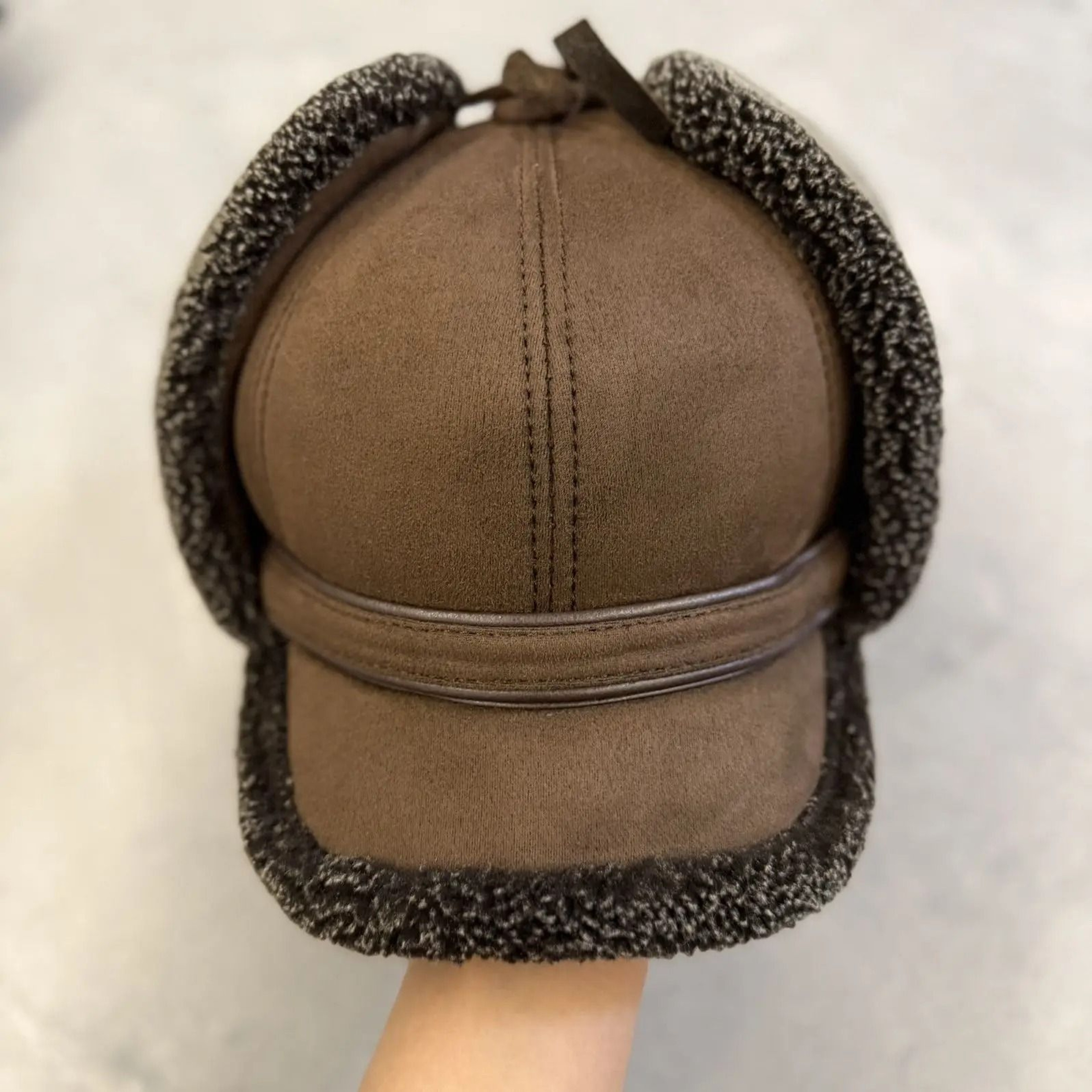 Winter Leather Fur Bomber Hat Warm Earflap Hat For Men 5
