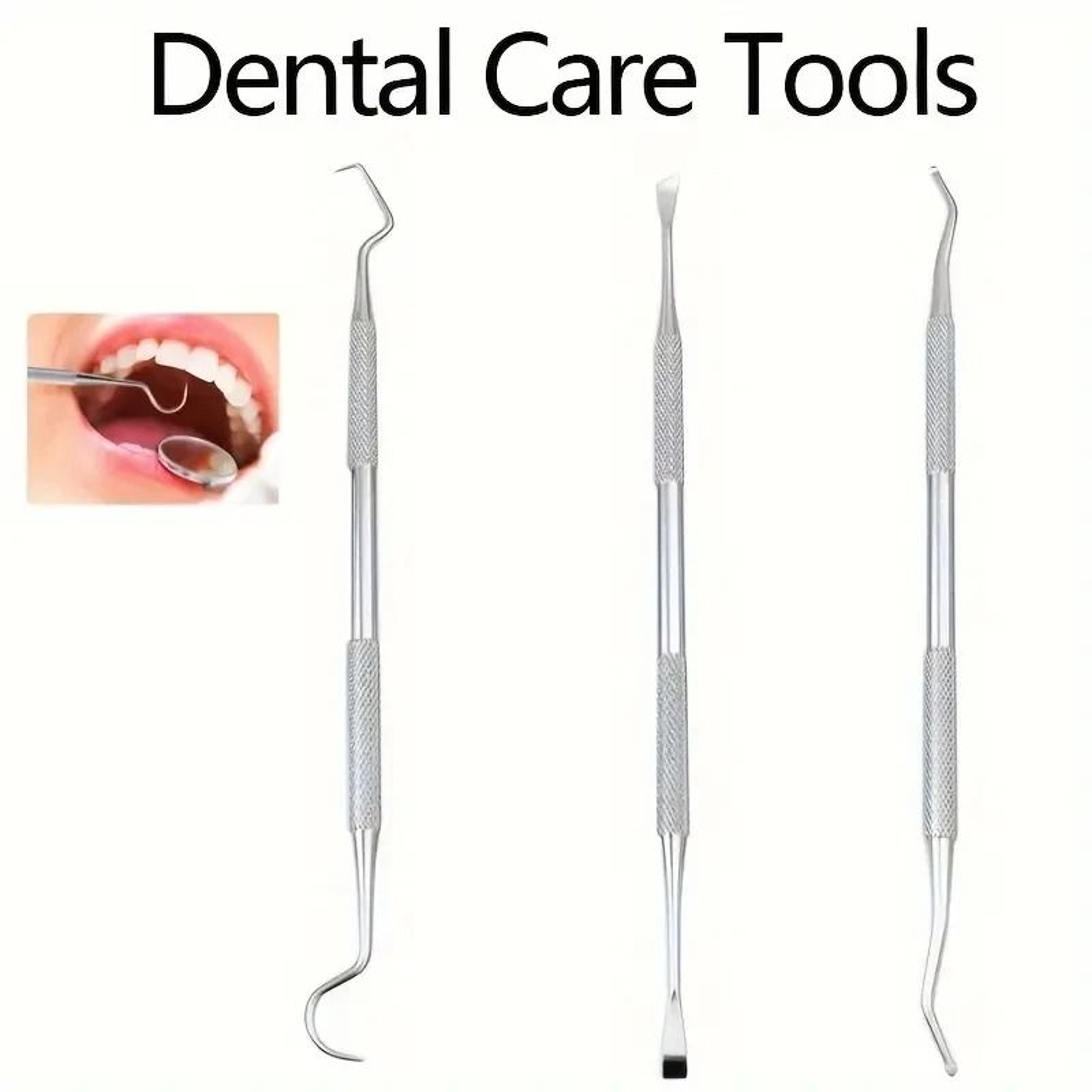 Stainless Steel Dental Tools 3 Pieces Set Oral Care Kit 3