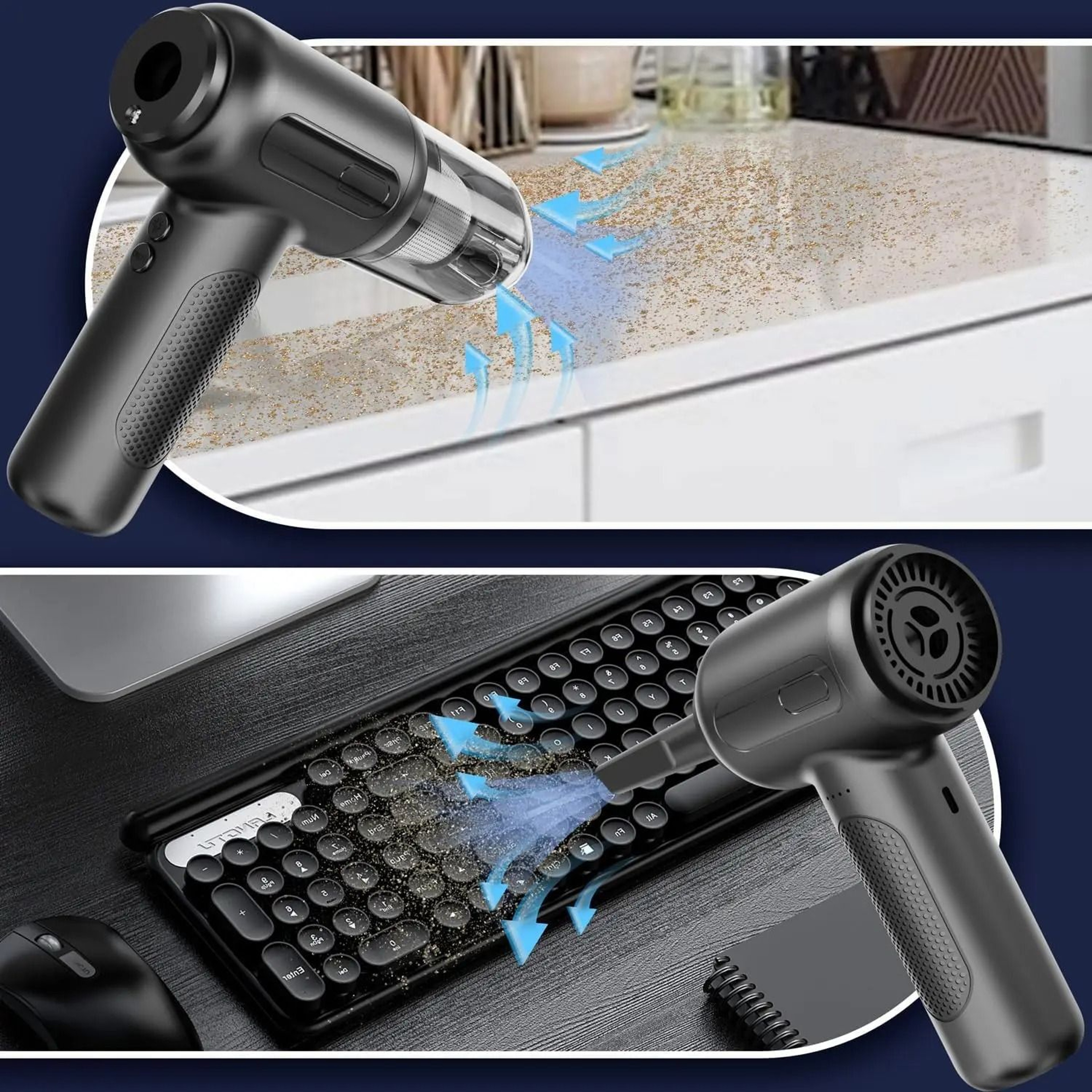 High Power Mini Handheld Air Duster With Crevice Tool 3