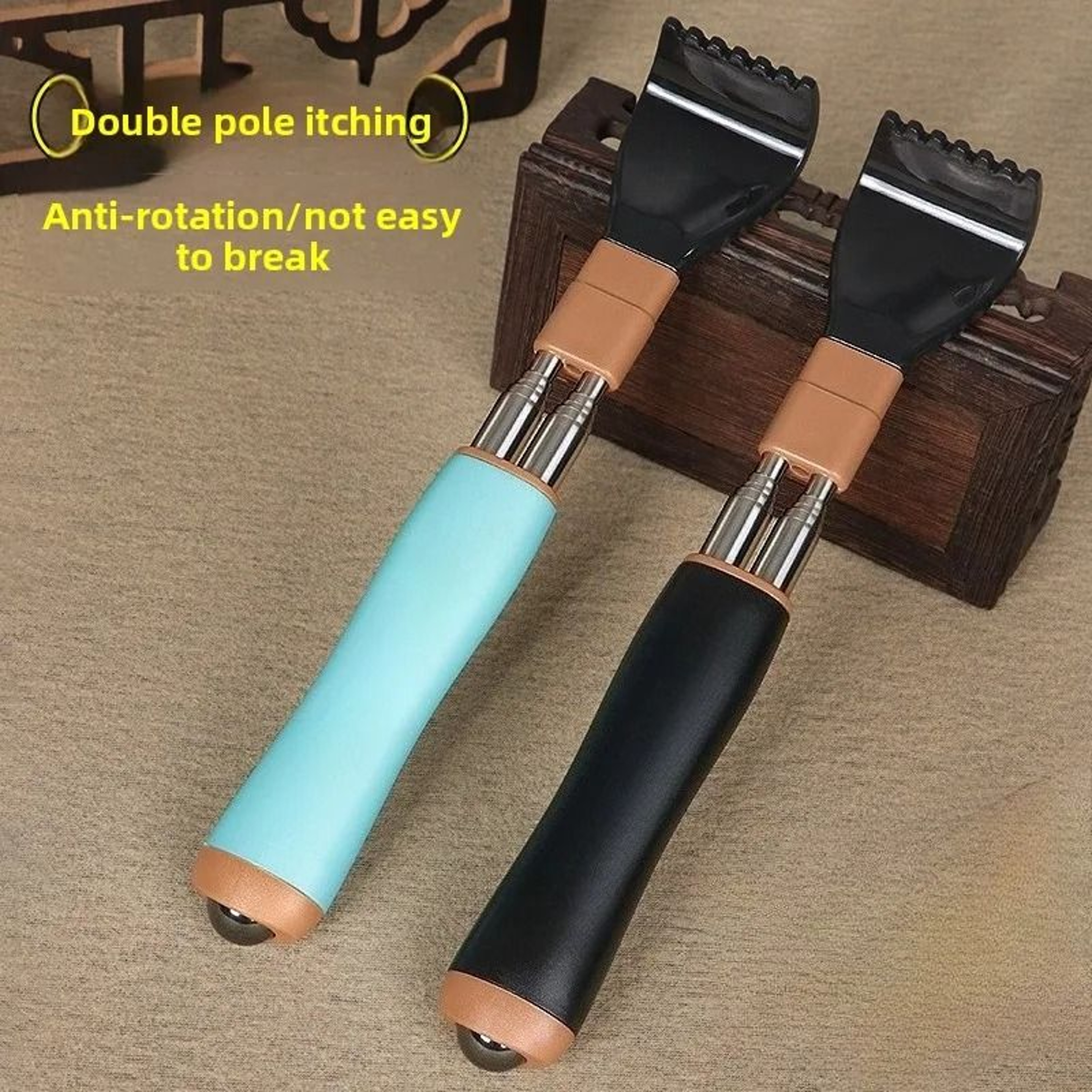 Extendable Dual Rod Stainless Steel Back Scratcher For Itch Relief 0