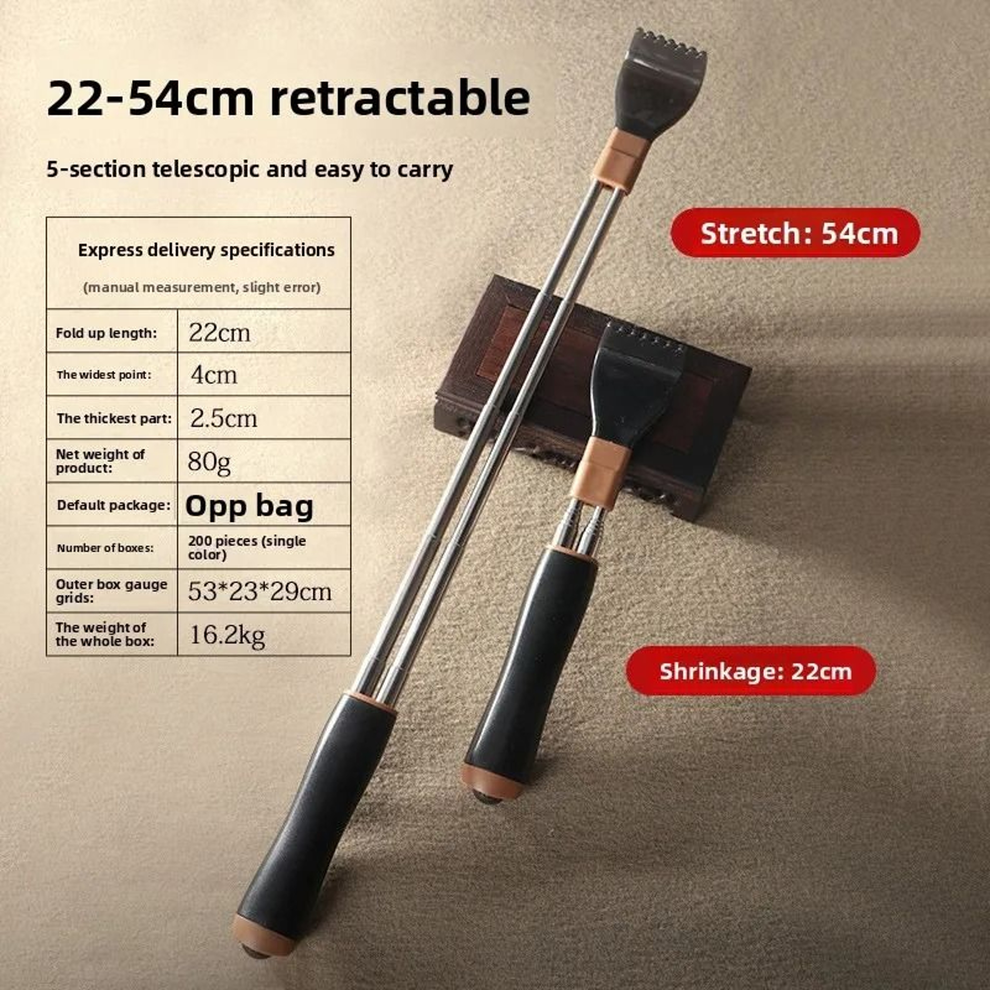 Extendable Dual Rod Stainless Steel Back Scratcher For Itch Relief 3