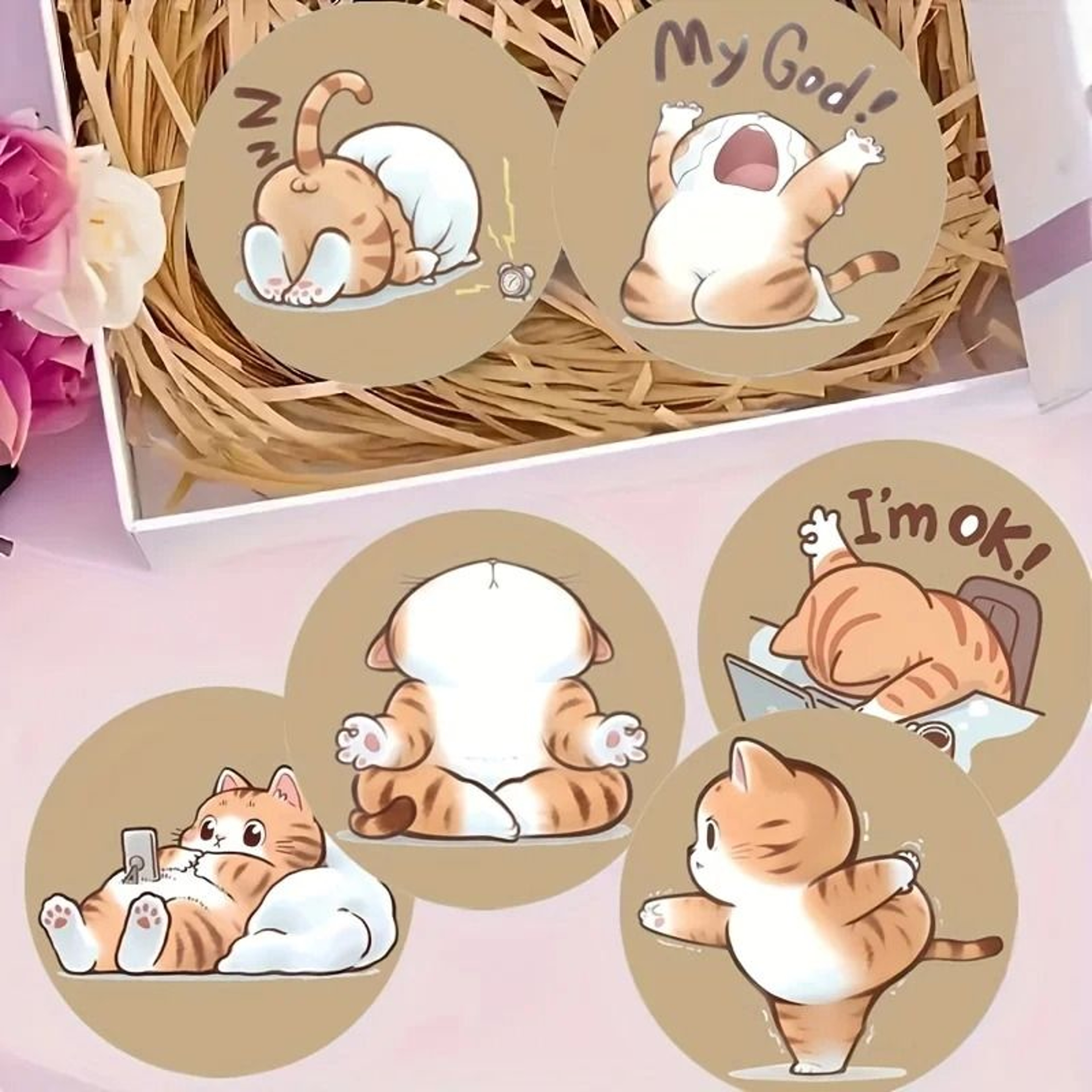 Cat Lover Wooden Coaster Set Six Piece Drink Tray For Home And Cafe 4
