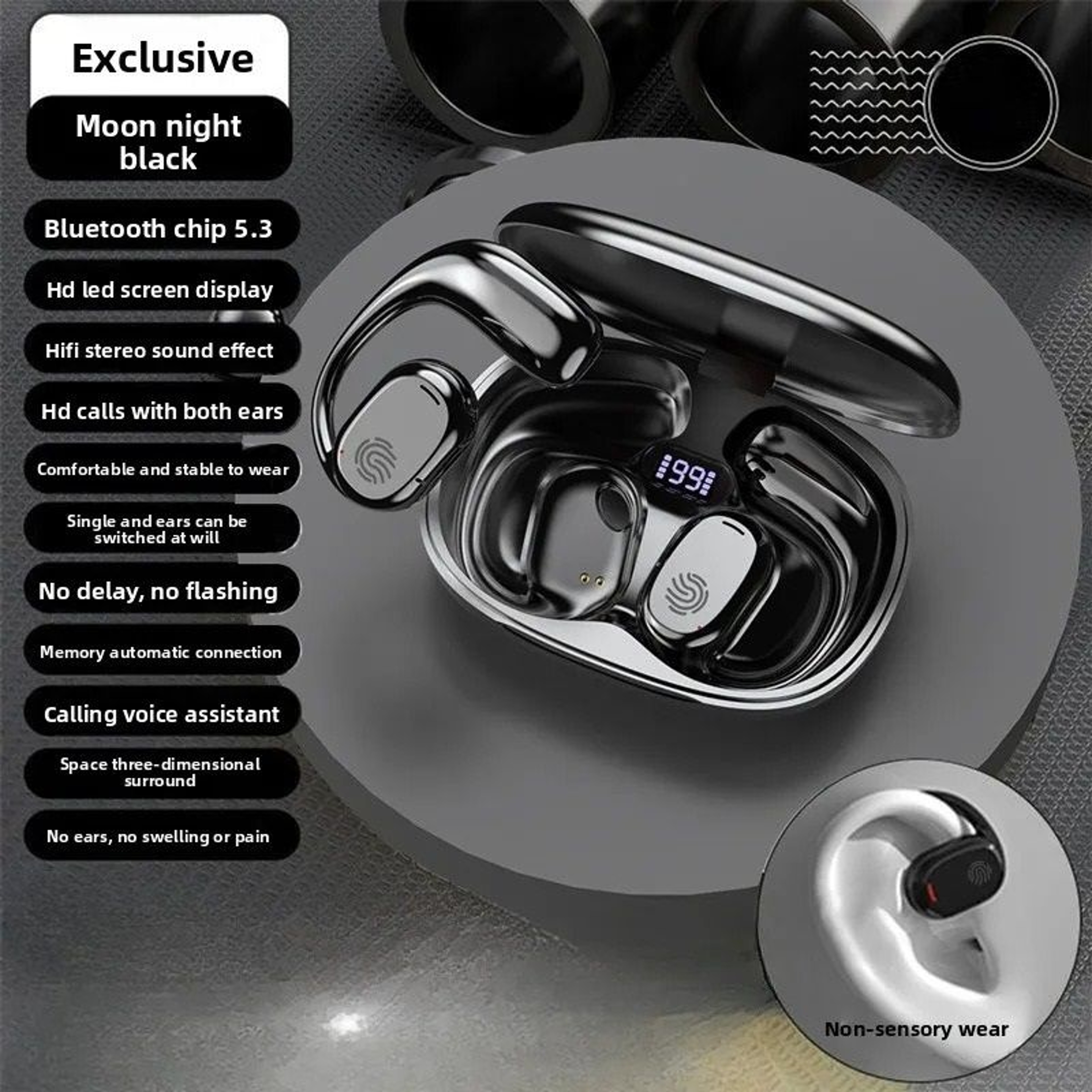 Wireless Sports Earphones With Ear Hooks And Dual Display 6