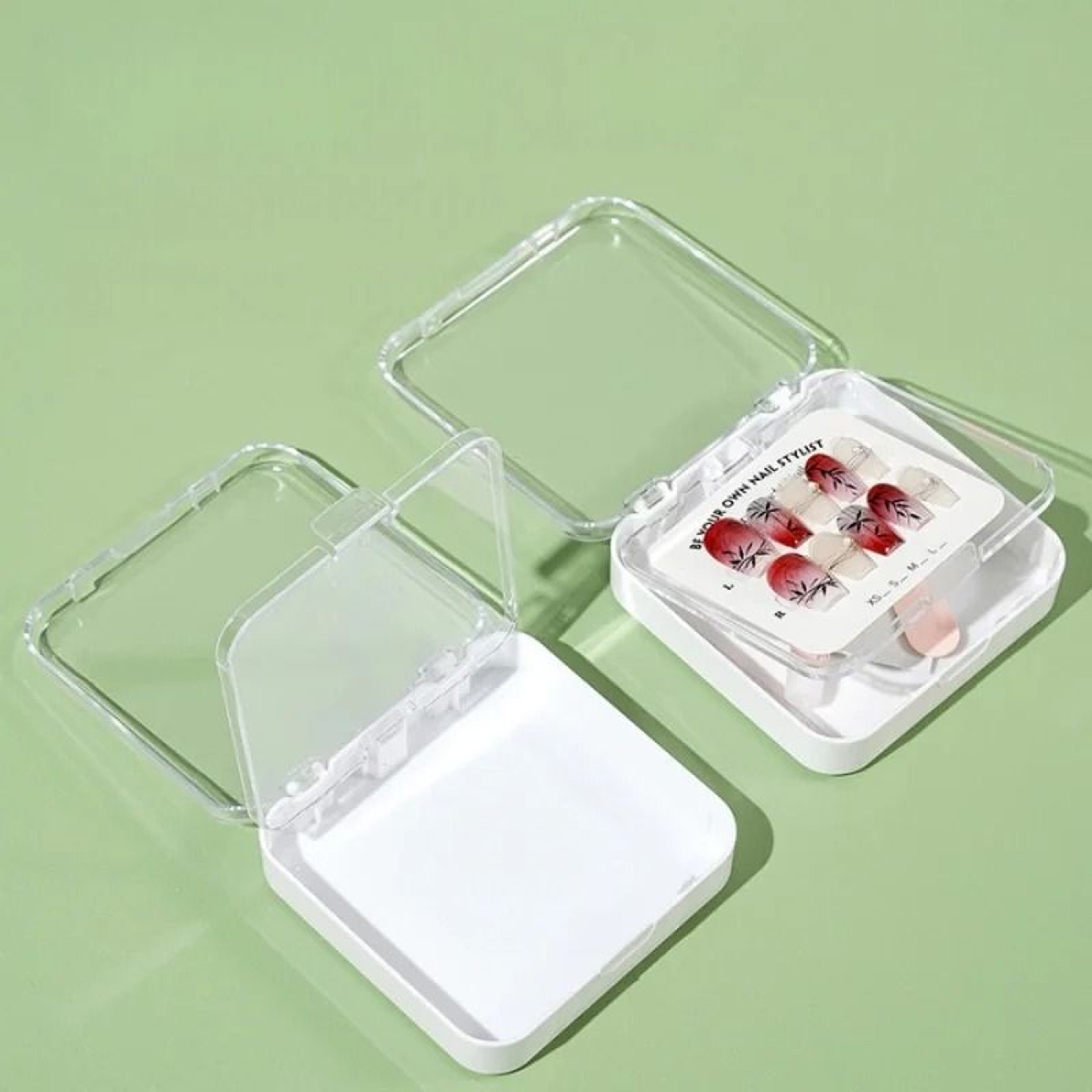 Double Layer Transparent Nail Storage Box With Dust Proof Seal 0