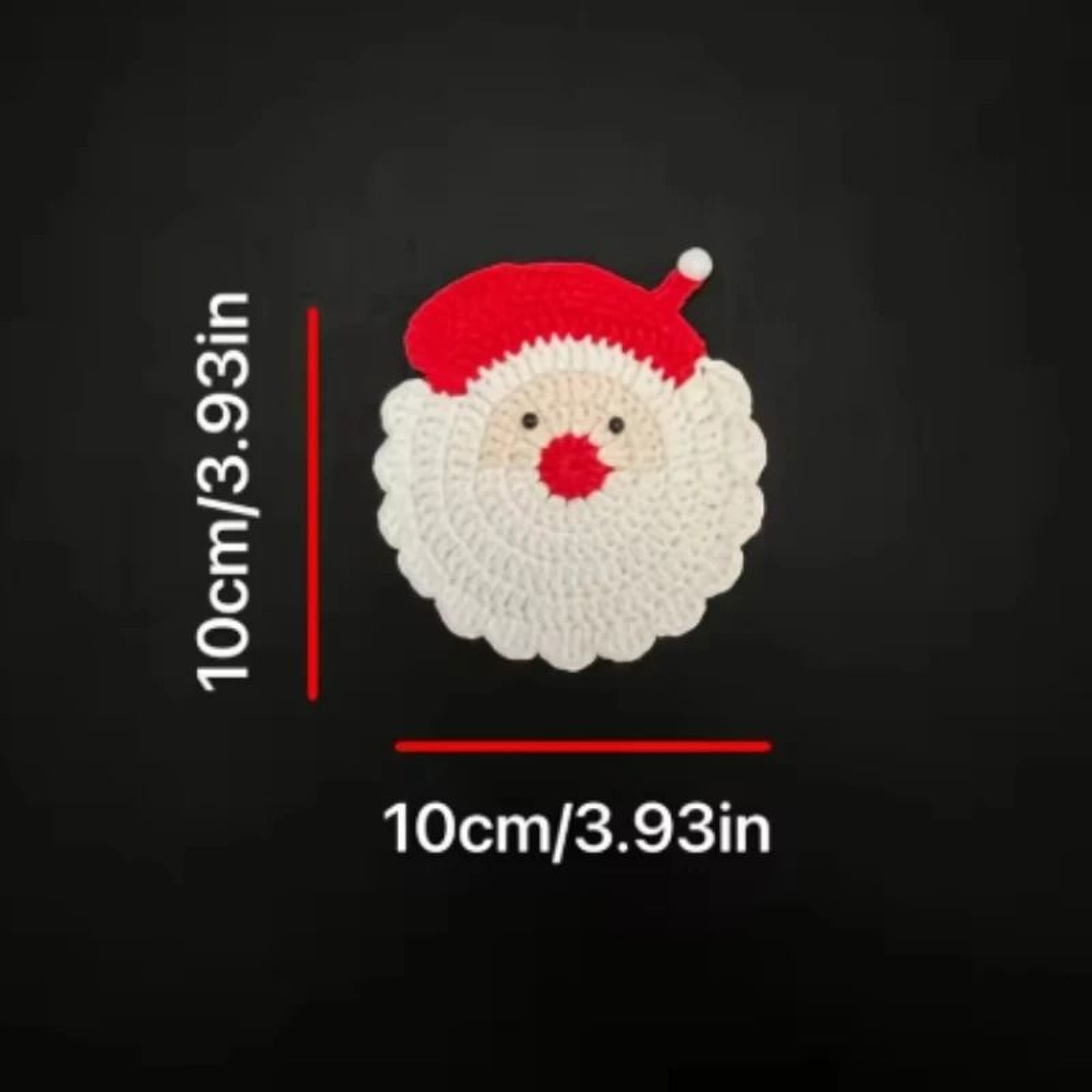 Handmade Crochet Santa Claus Holiday Coasters Set 2