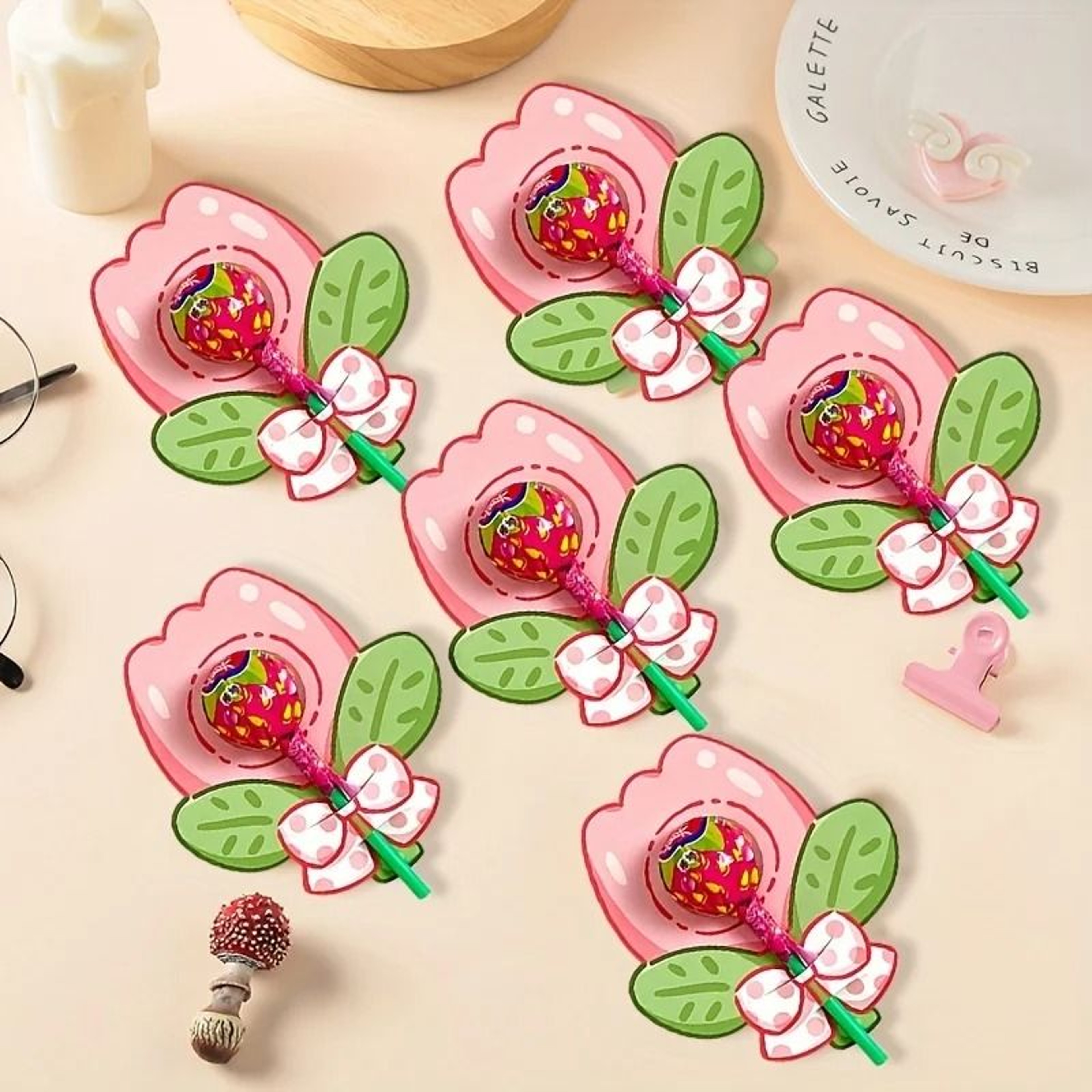 Cartoon Flower Lollipop Decoration Cards Paper Inserts 2