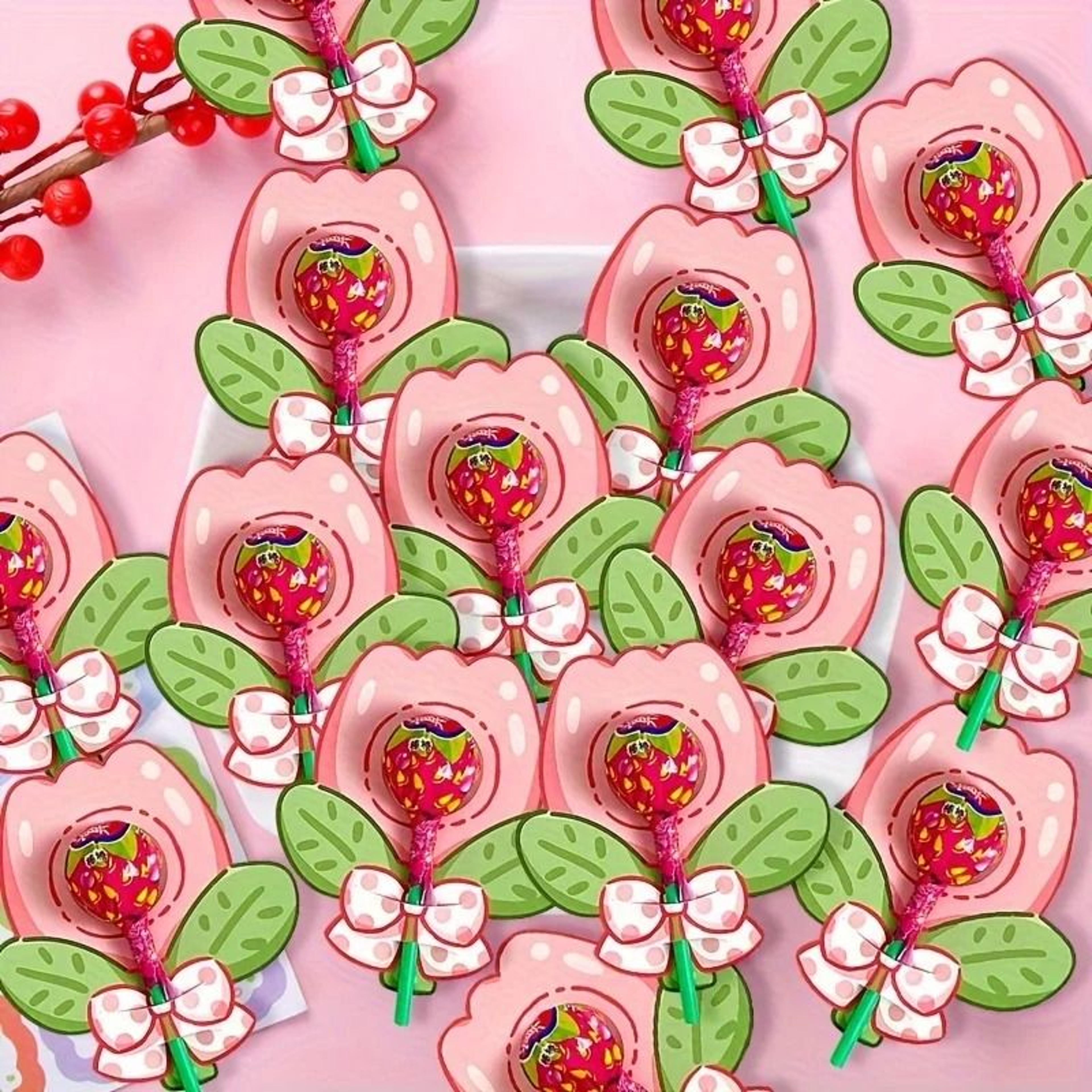 Cartoon Flower Lollipop Decoration Cards Paper Inserts 3