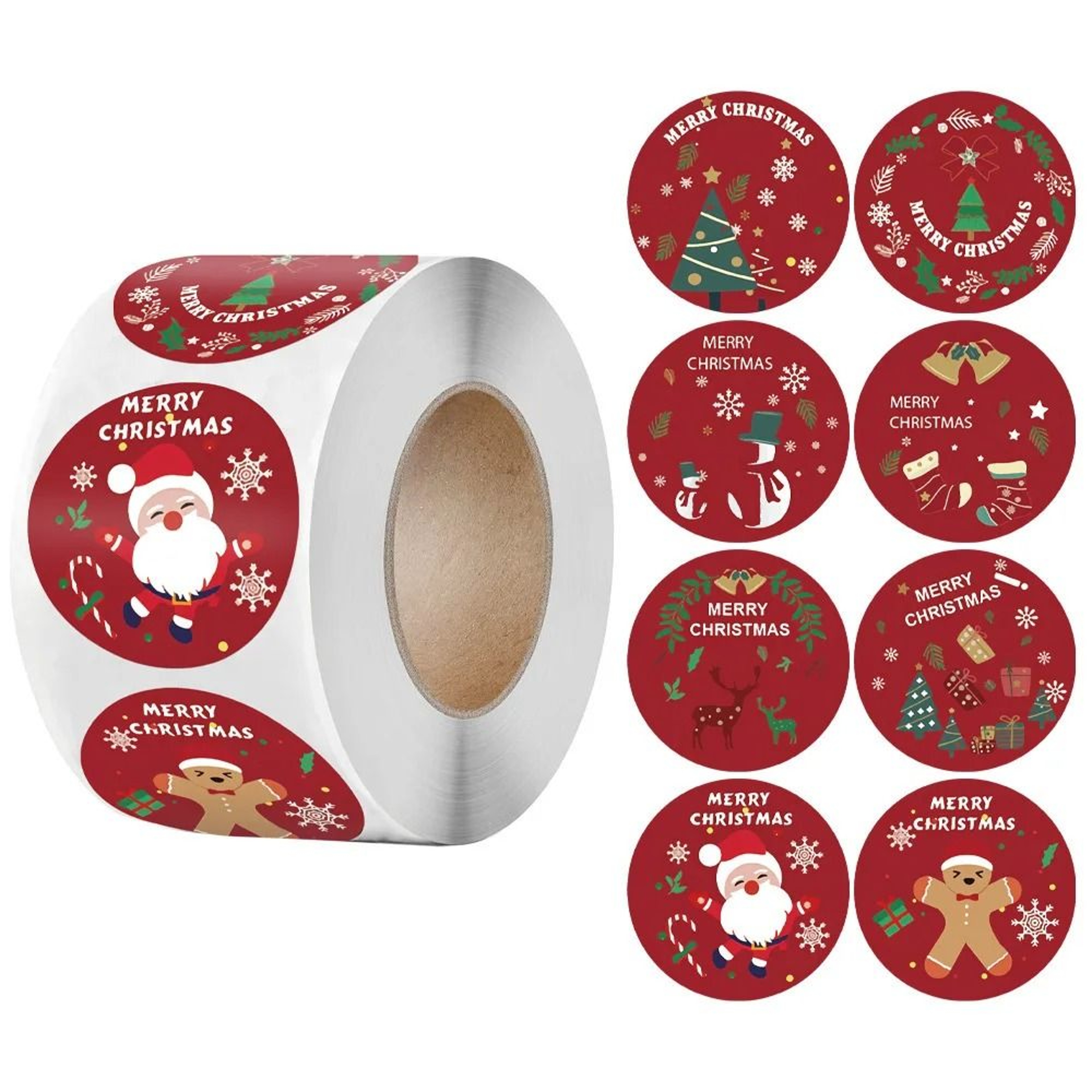 Christmas Round Self Adhesive Sticker Pack 6