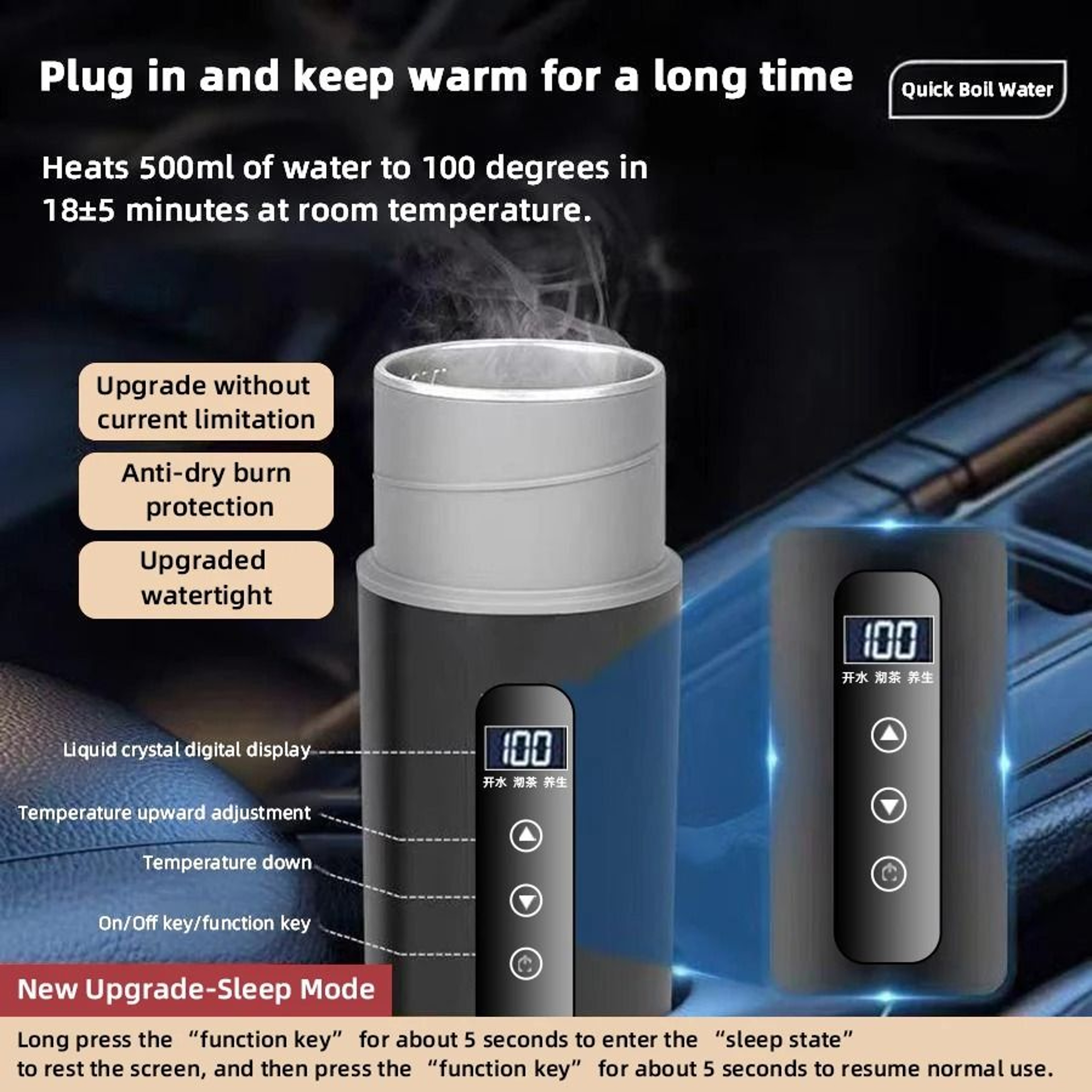 Portable Electric Travel Kettle With Adjustable Temperature 1