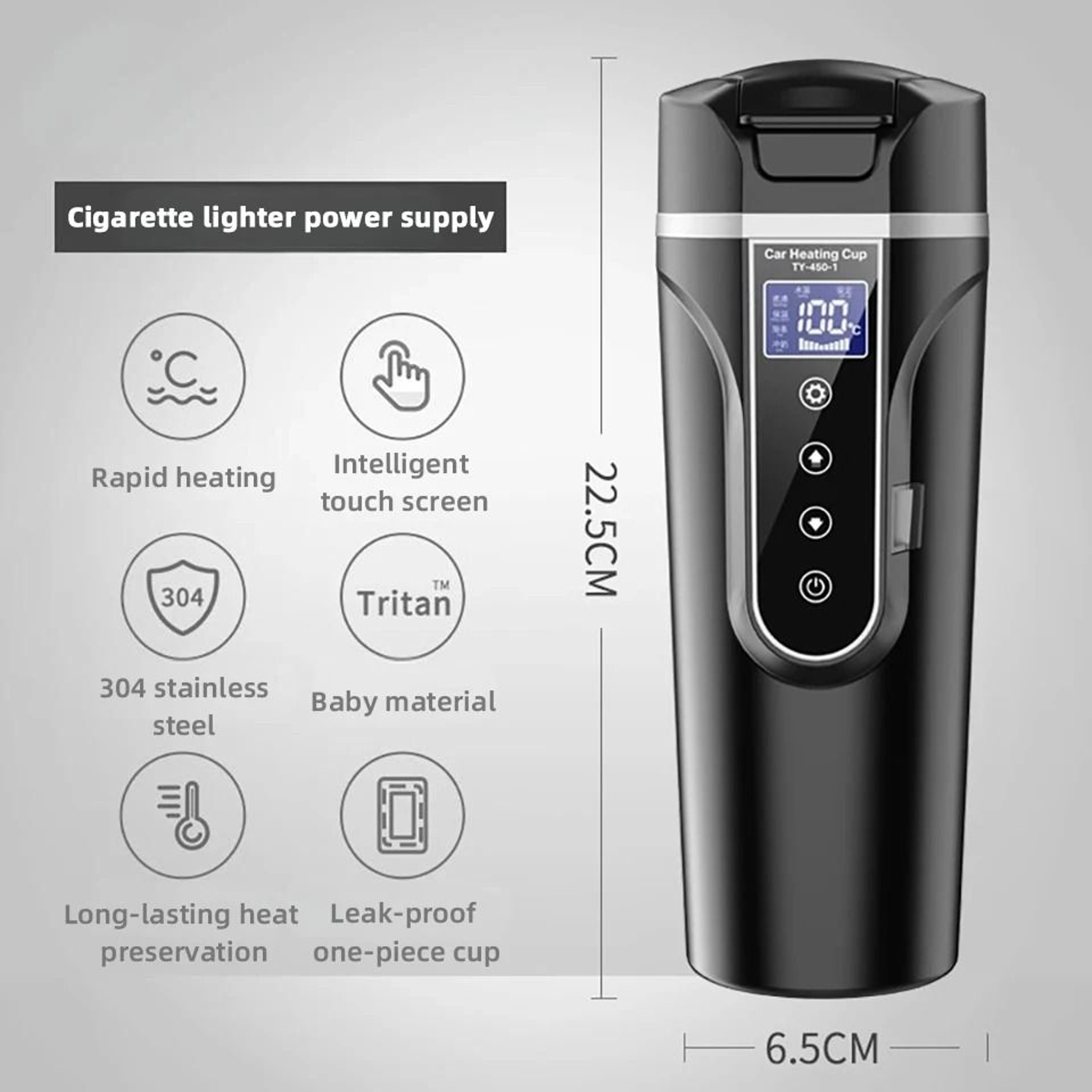 Portable Smart Electric Car Heating Mug With Adjustable Temperature 5