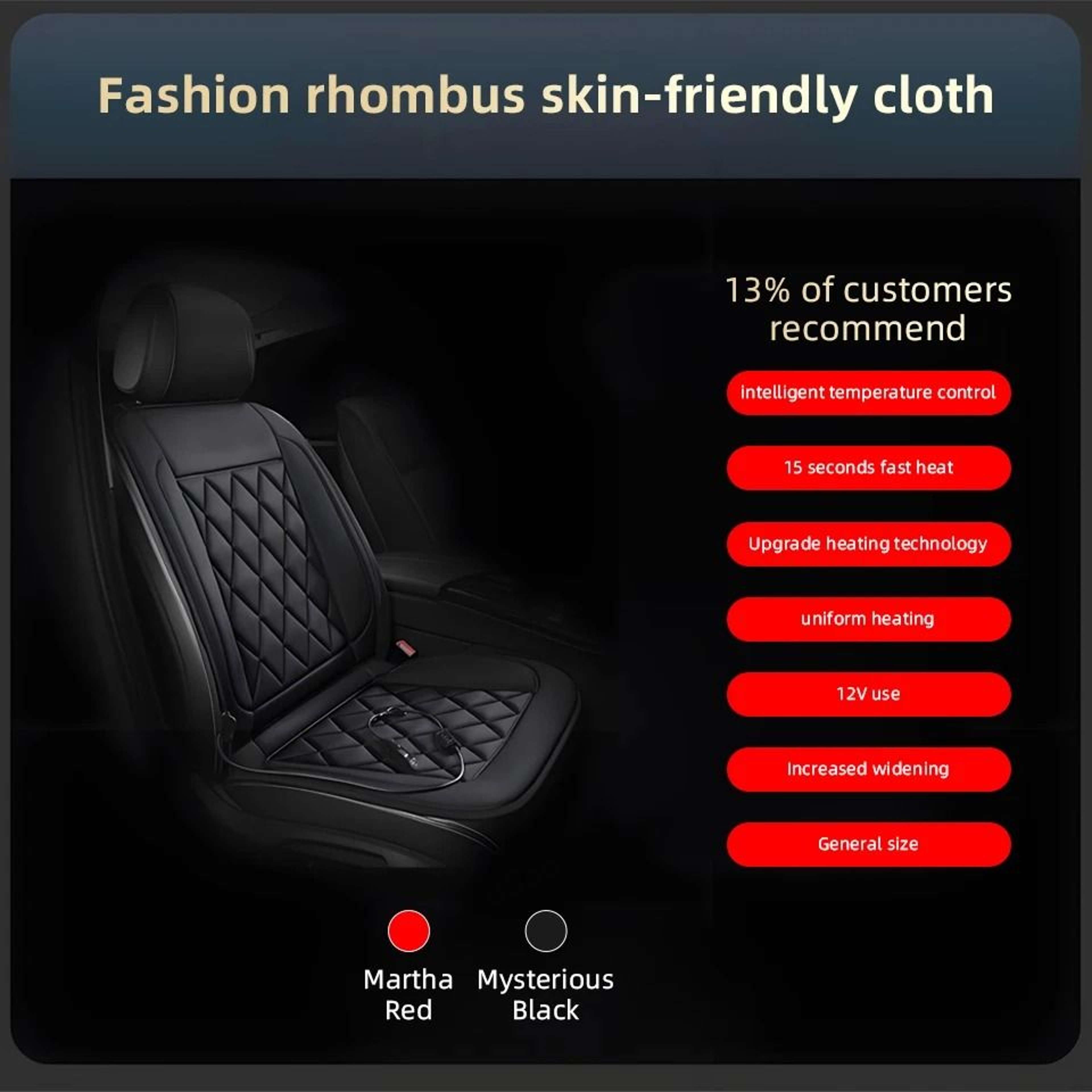 12V Fast Heating Car Seat Cushion 1