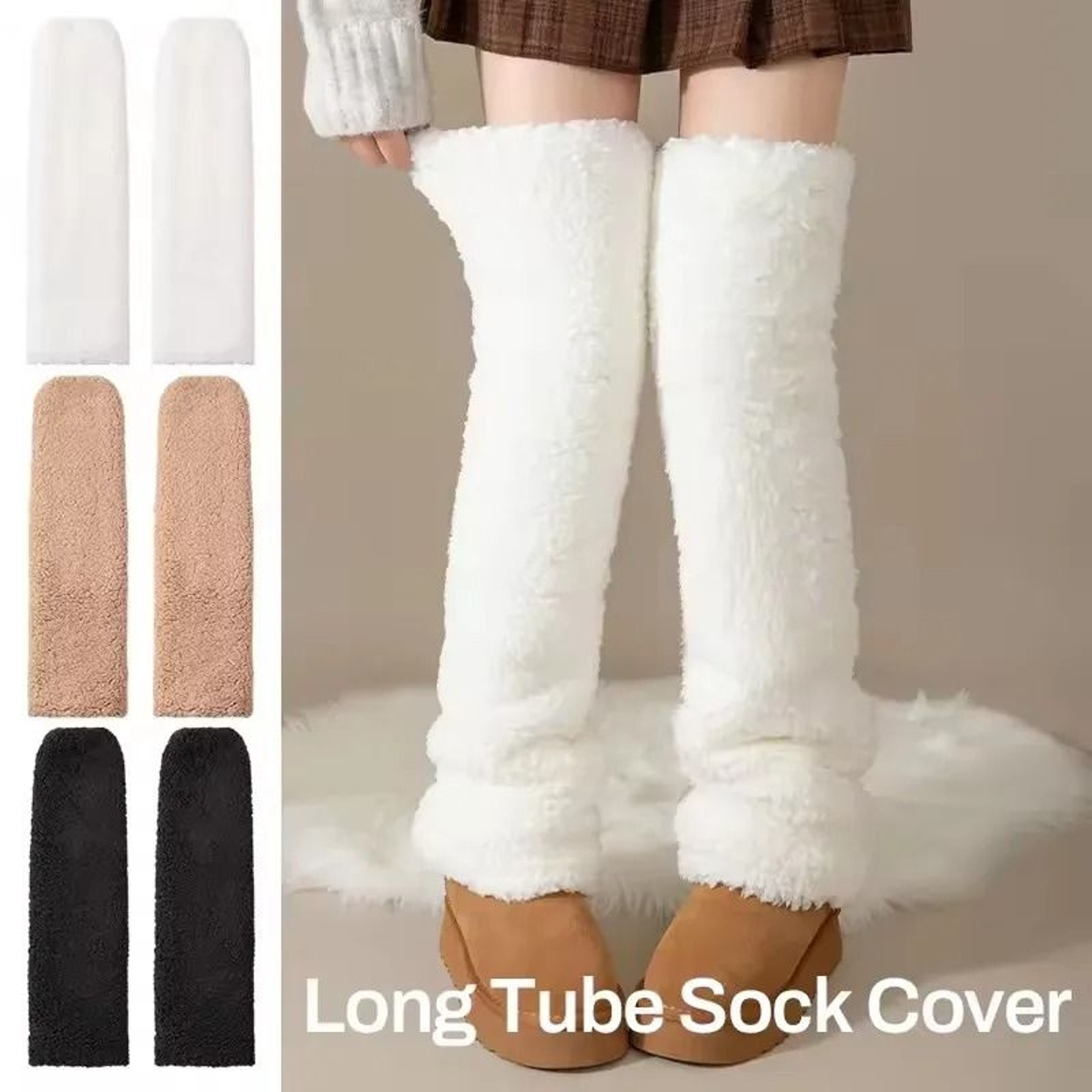 Women Coral Fleece Thermal Knee High Socks 0