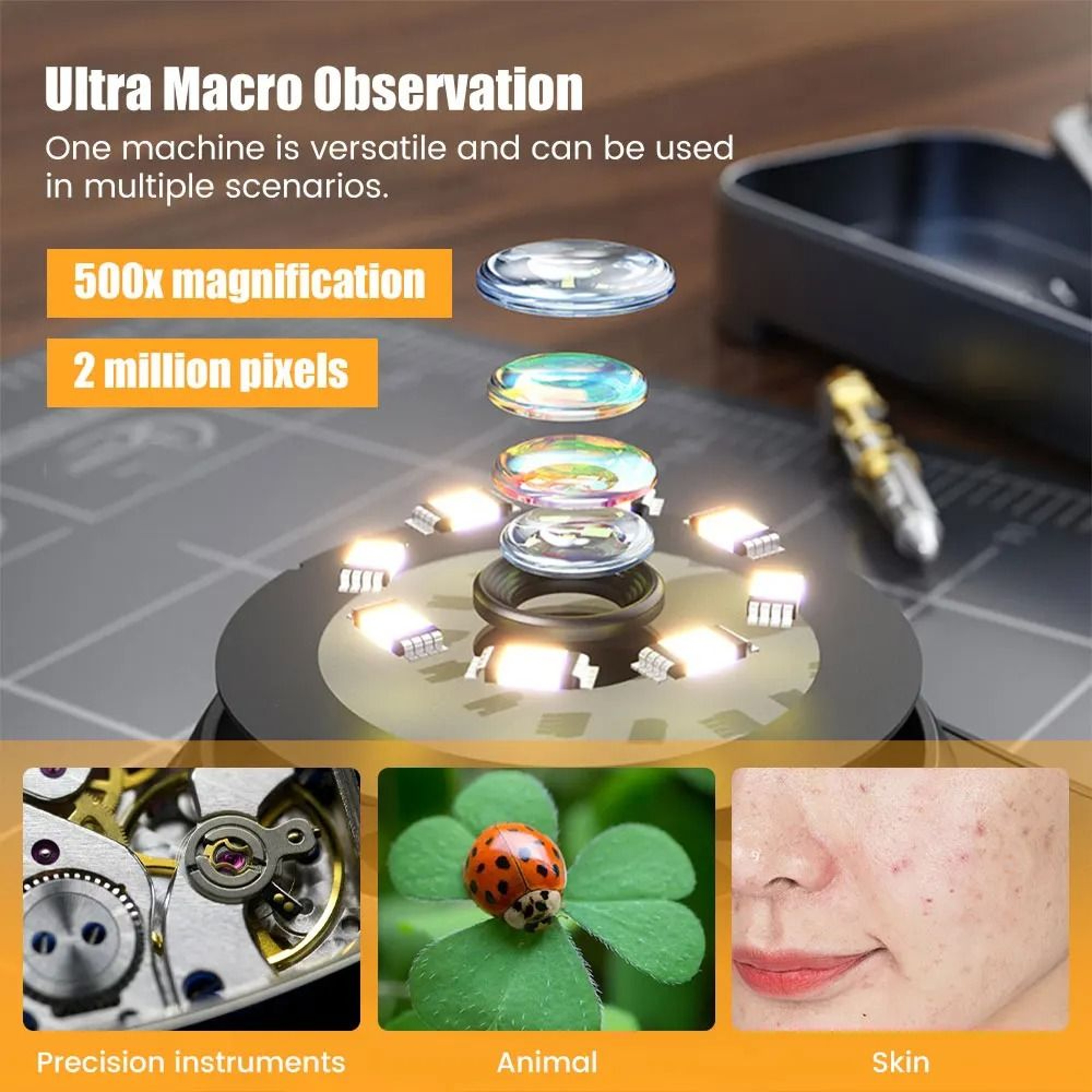 Portable 500X Handheld Digital Microscope With IPS Screen 3