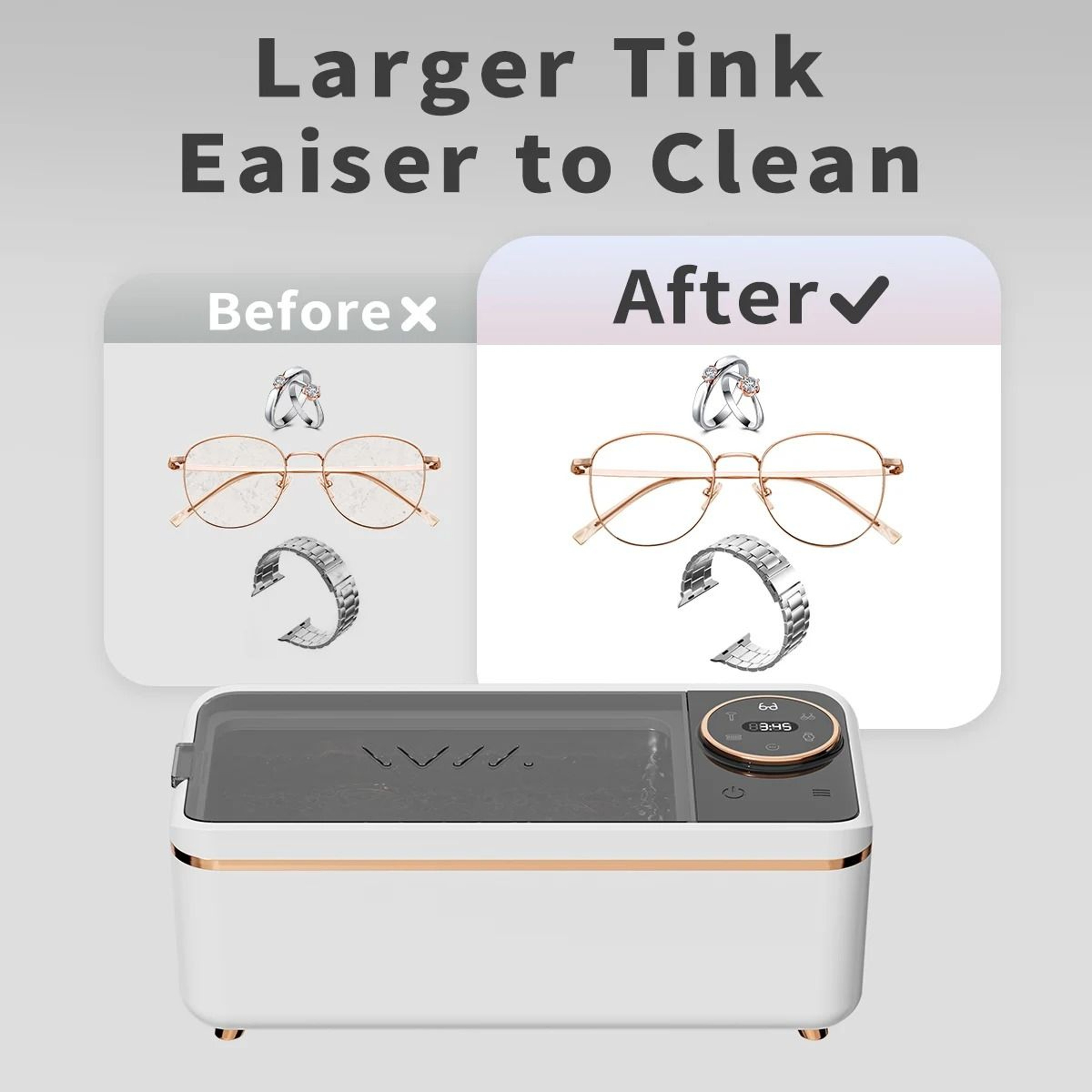 48KHZ Professional Ultrasonic Jewelry And Glasses Cleaner 1