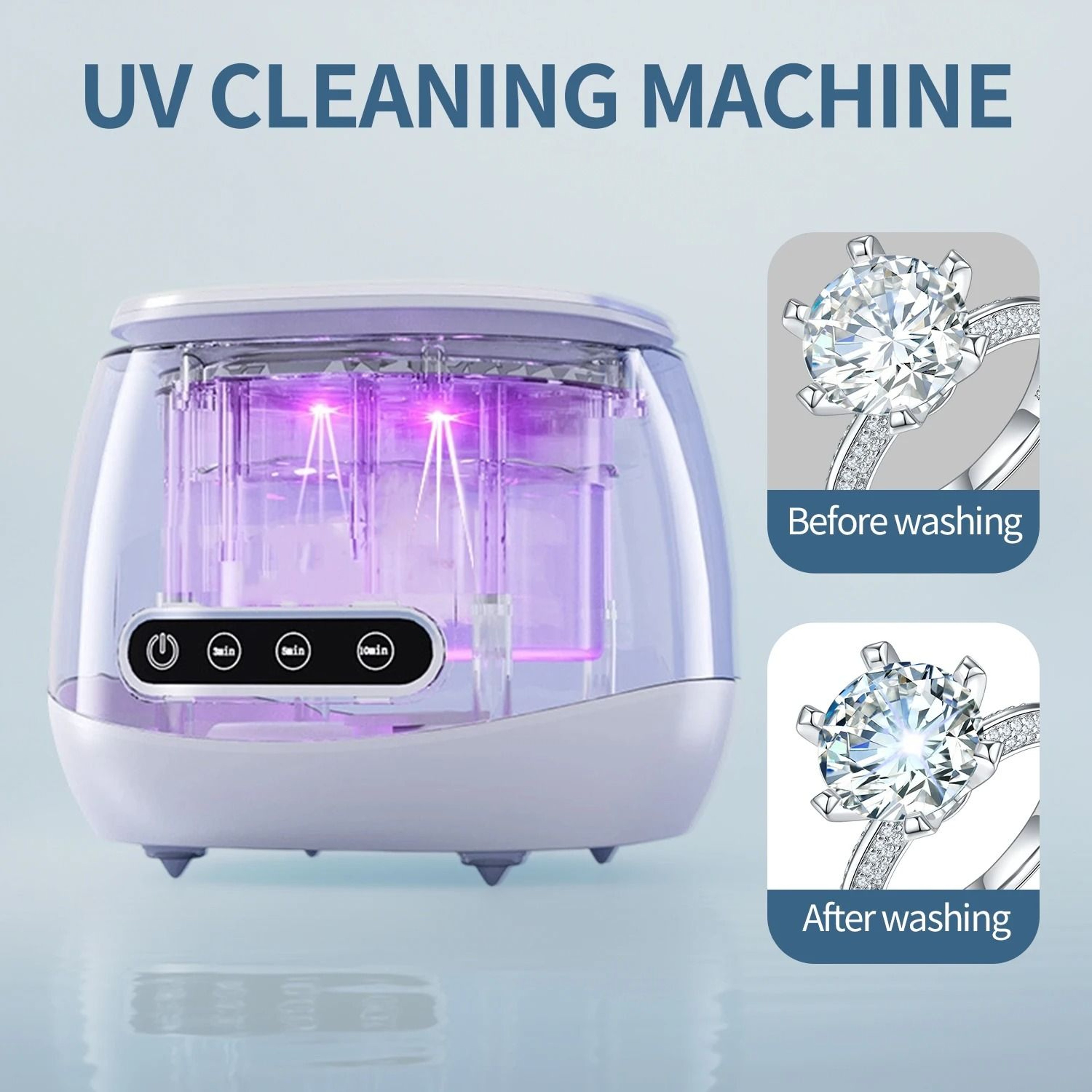 Automatic 48KHZ Ultrasonic Denture And Dental Appliance Cleaner 5