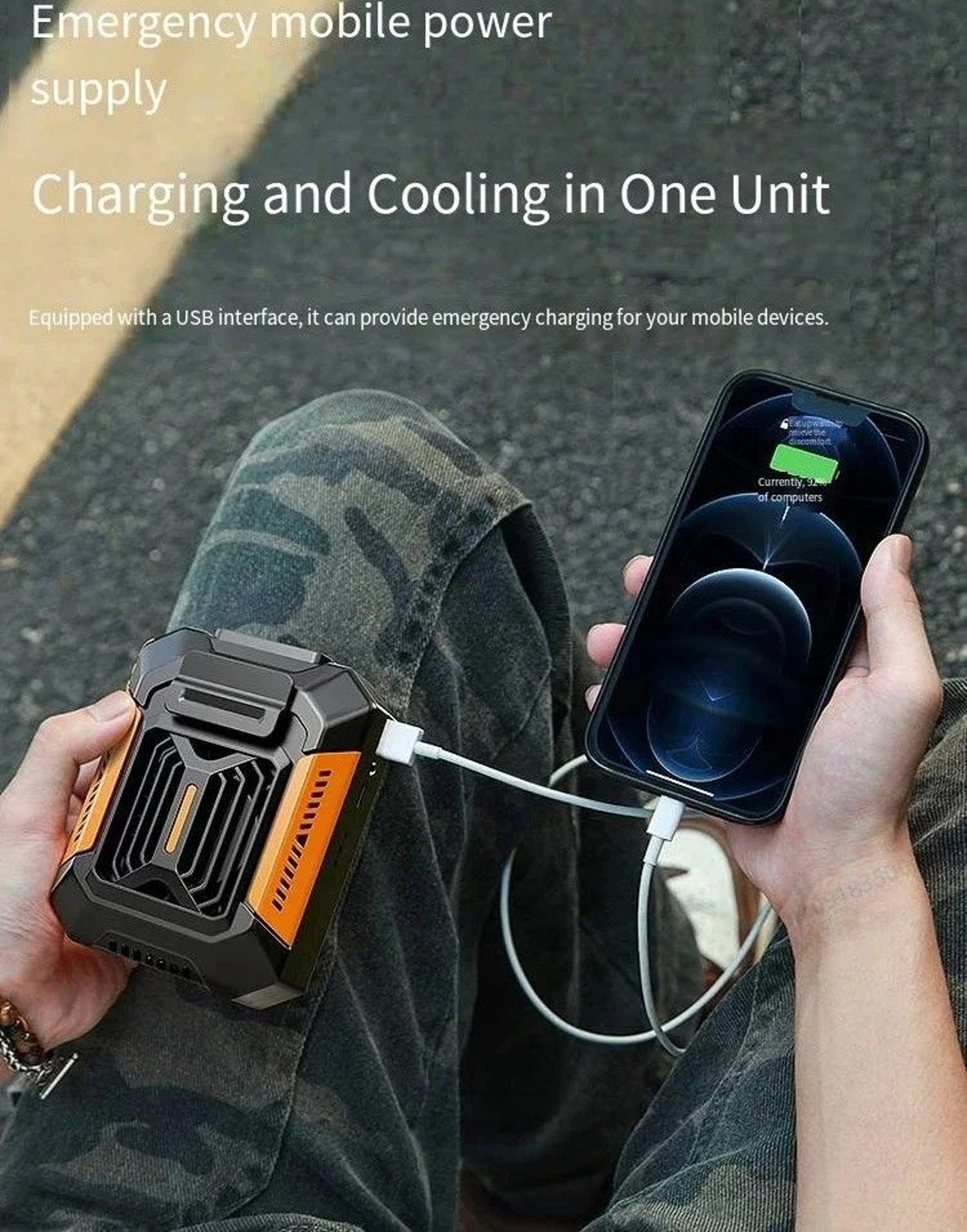 Portable Wearable Belt Clip Fan And Personal Power Bank 1