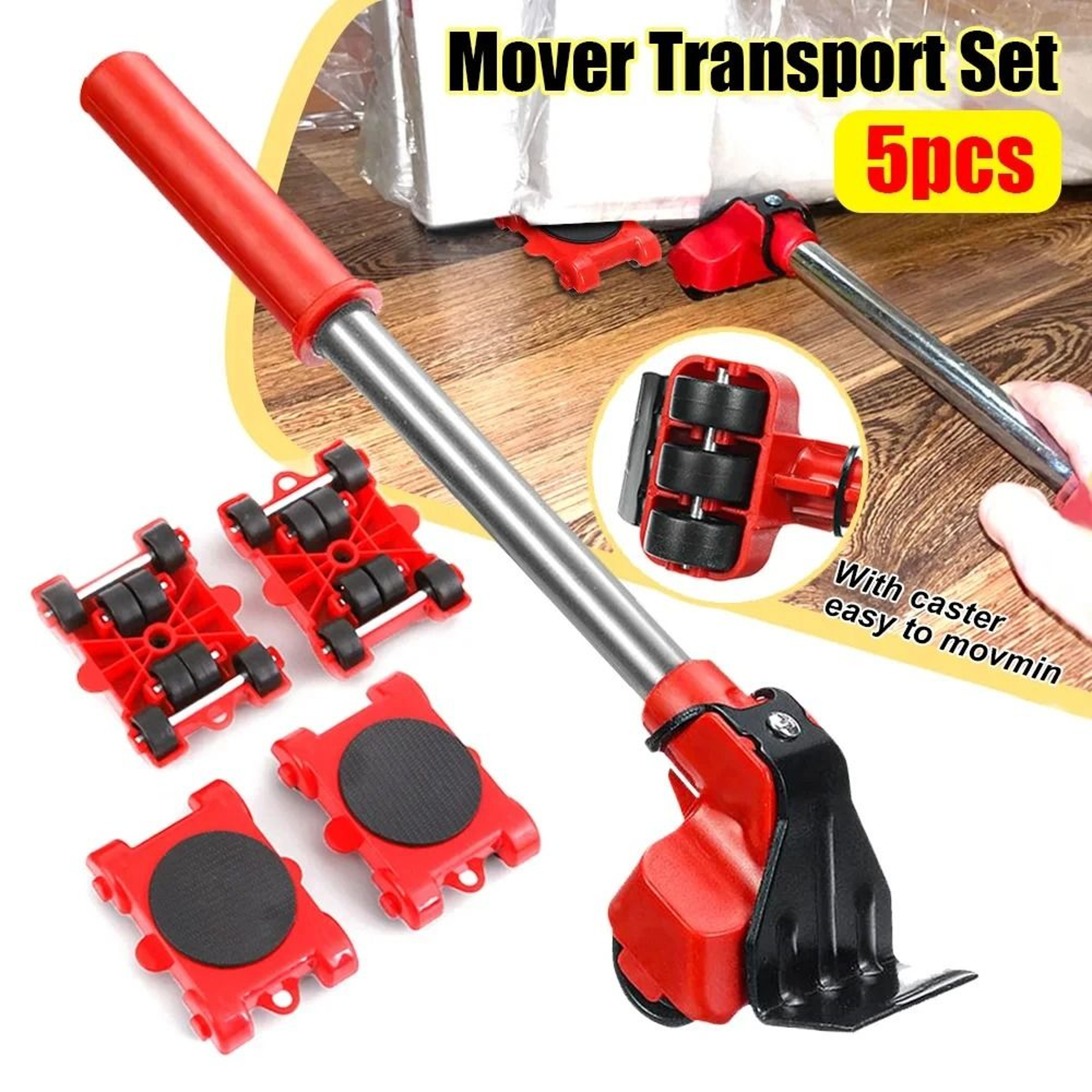 Heavy Duty 5 Piece Furniture Lifter And Mover Roller Set 1