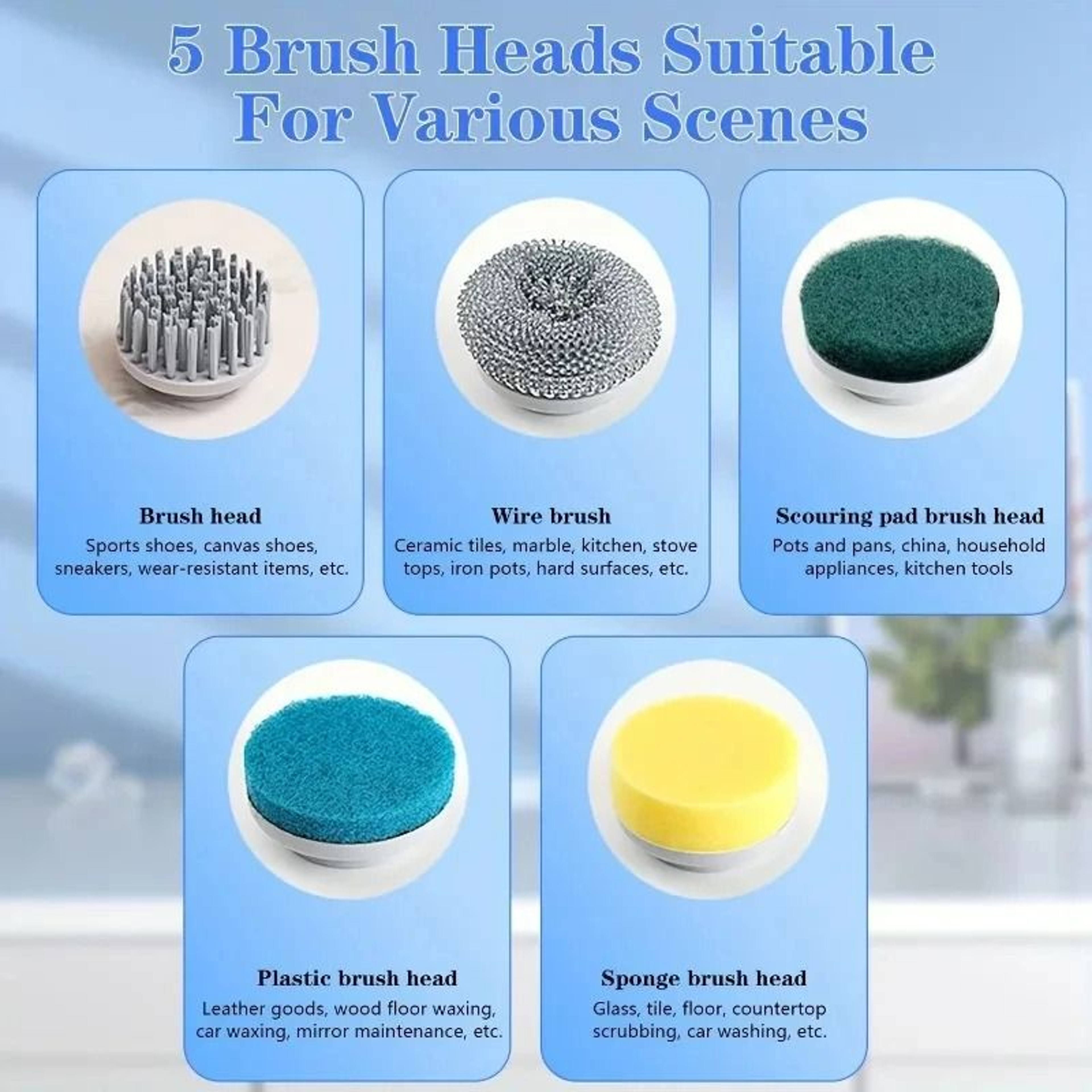 Professional High Torque Electric Spin Scrubber With 5 Interchangeable Heads 2