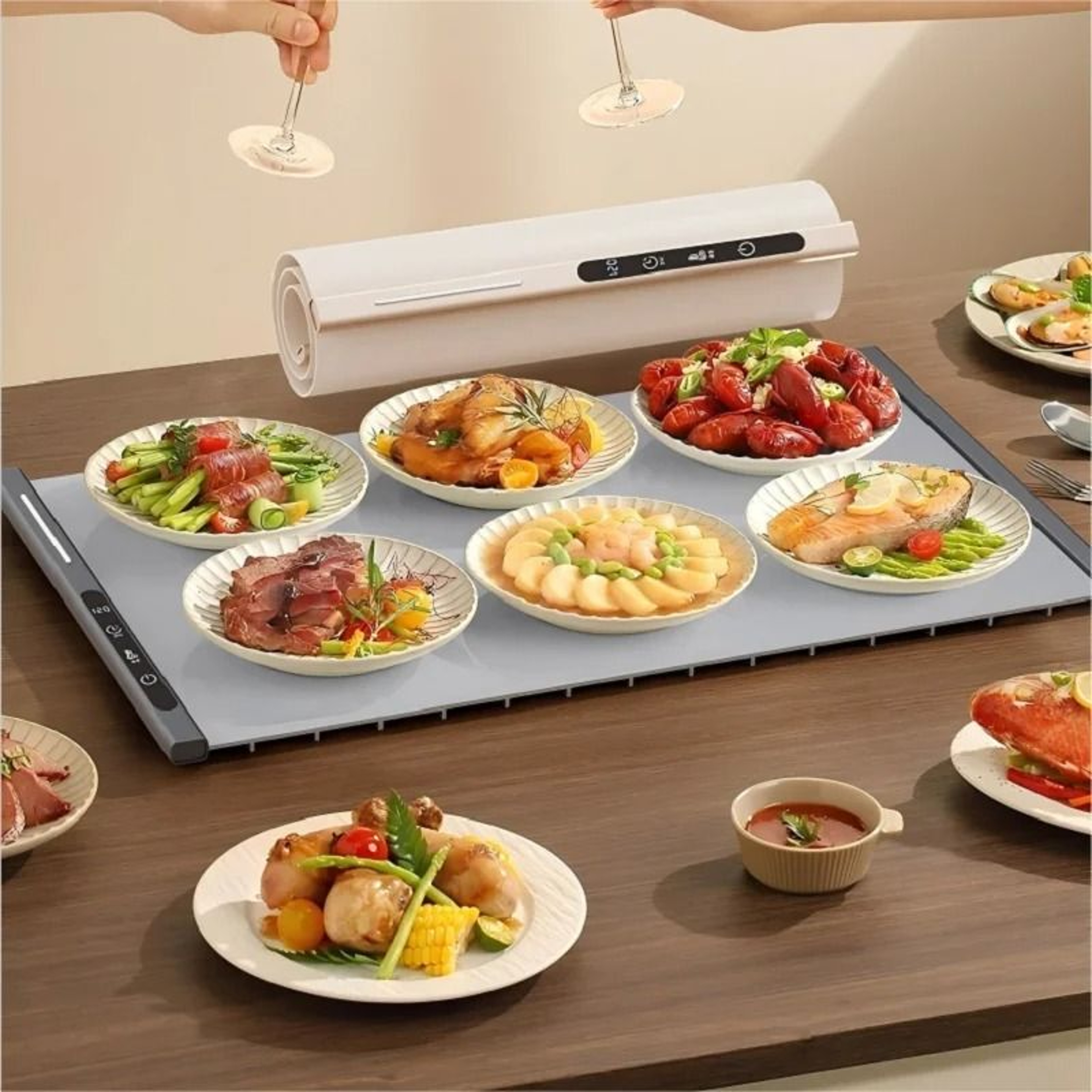 Professional Portable Electric Food Warming Tray And Foldable Mat 4