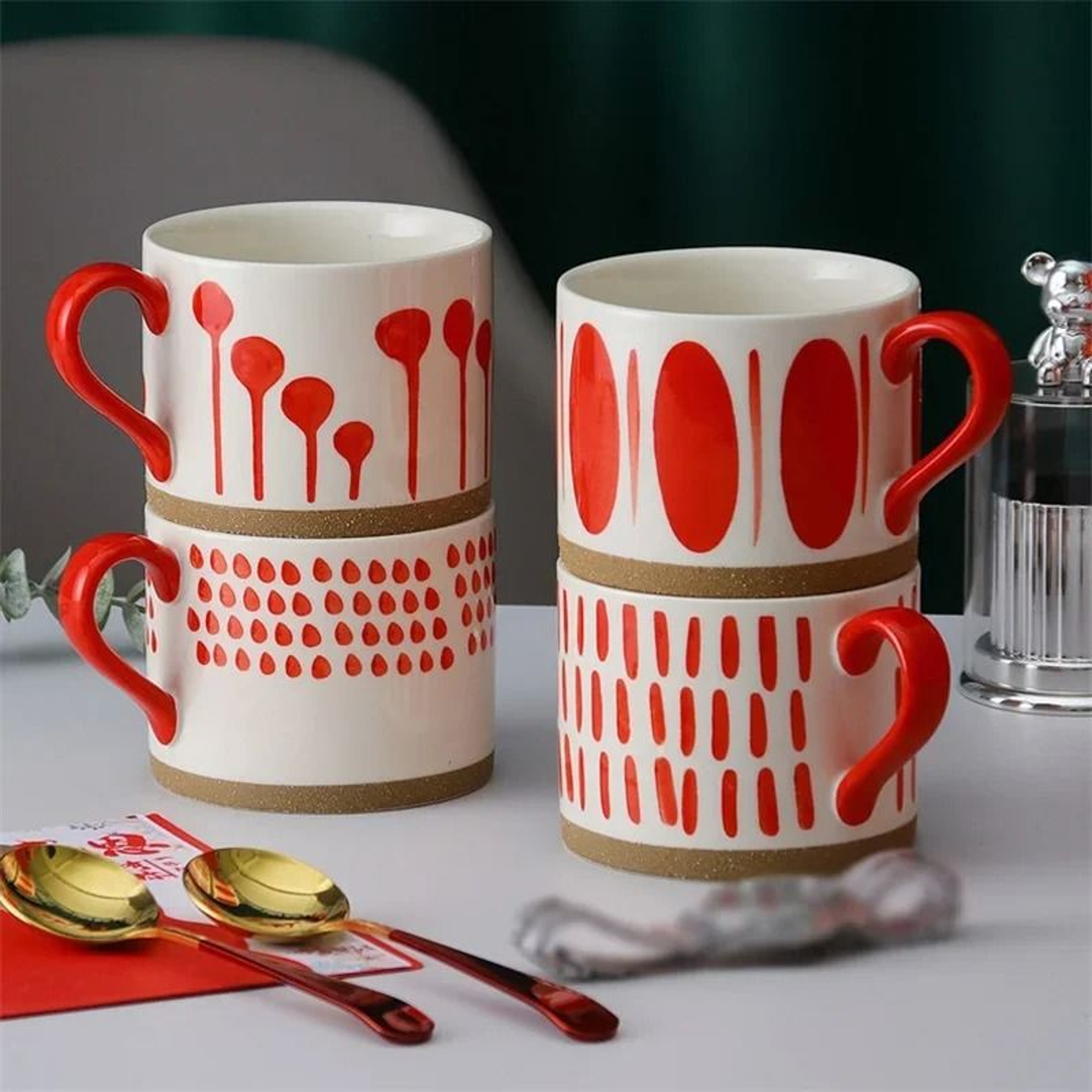 Artisan Stoneware Vertical Stripe Infusion Mug 2