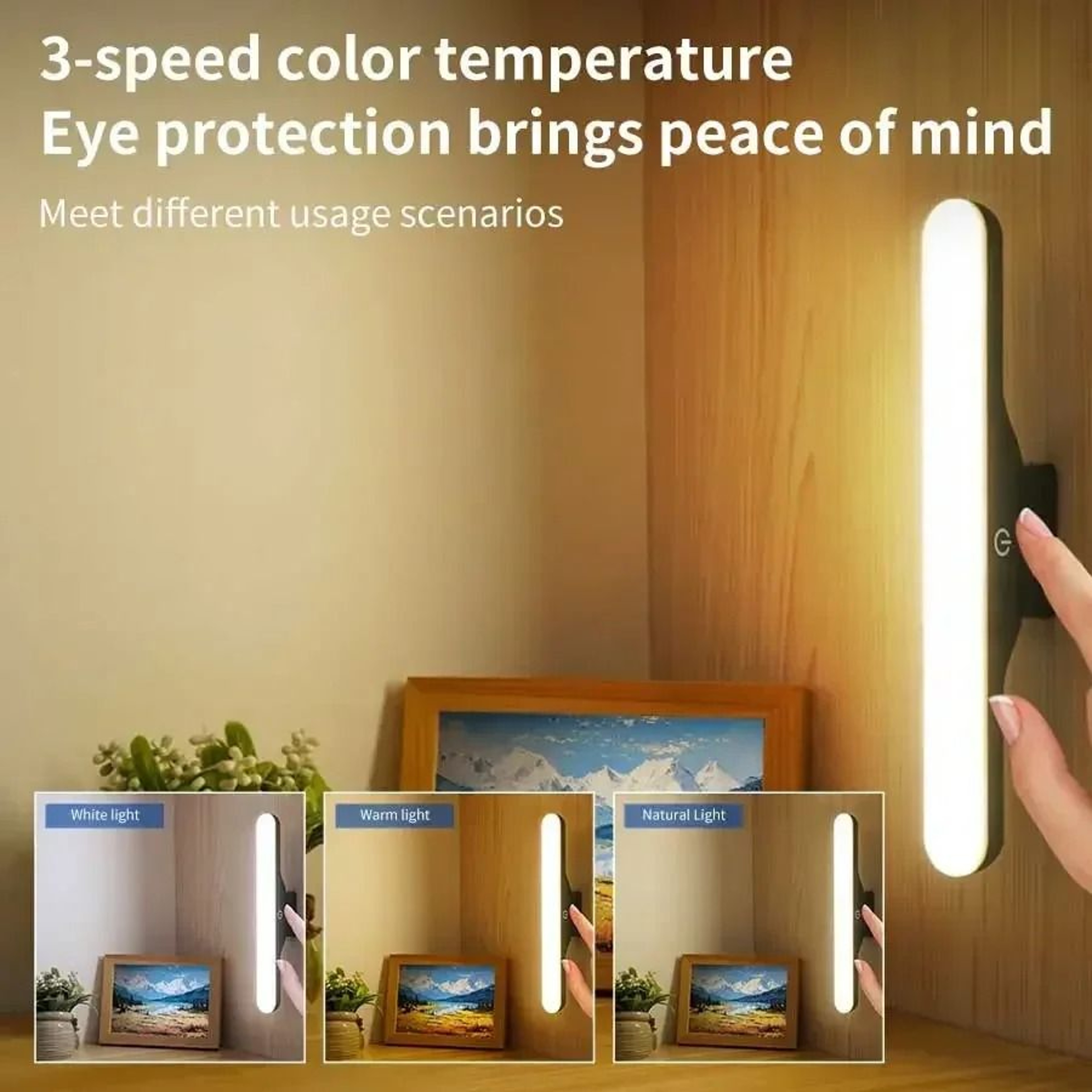 LED Makeup Mirror Light USB Rechargeable Stepless Dimming Magnetic Vanity Lamp 1