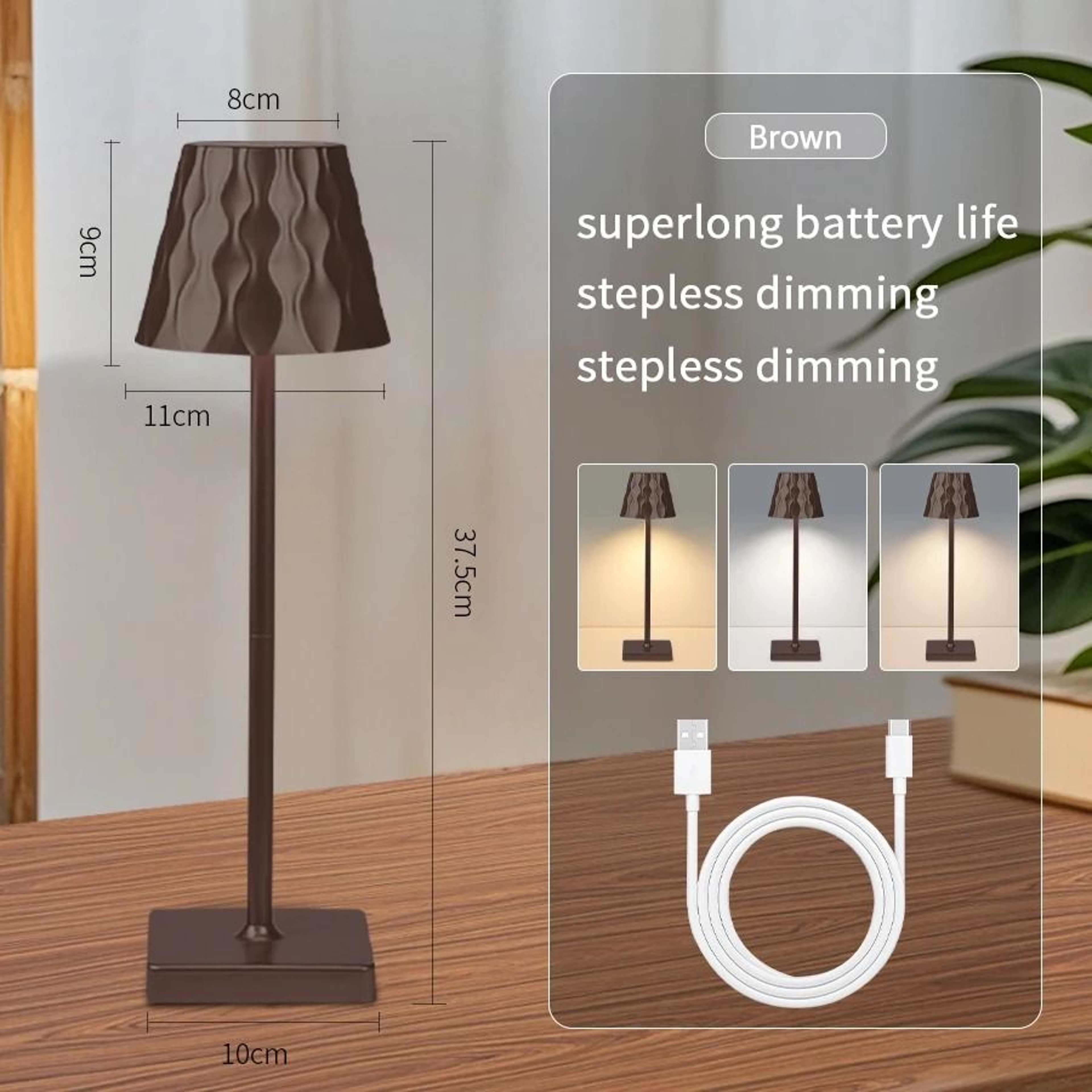 LED Table Lamp Rechargeable Touch Sensor Desk Light 8