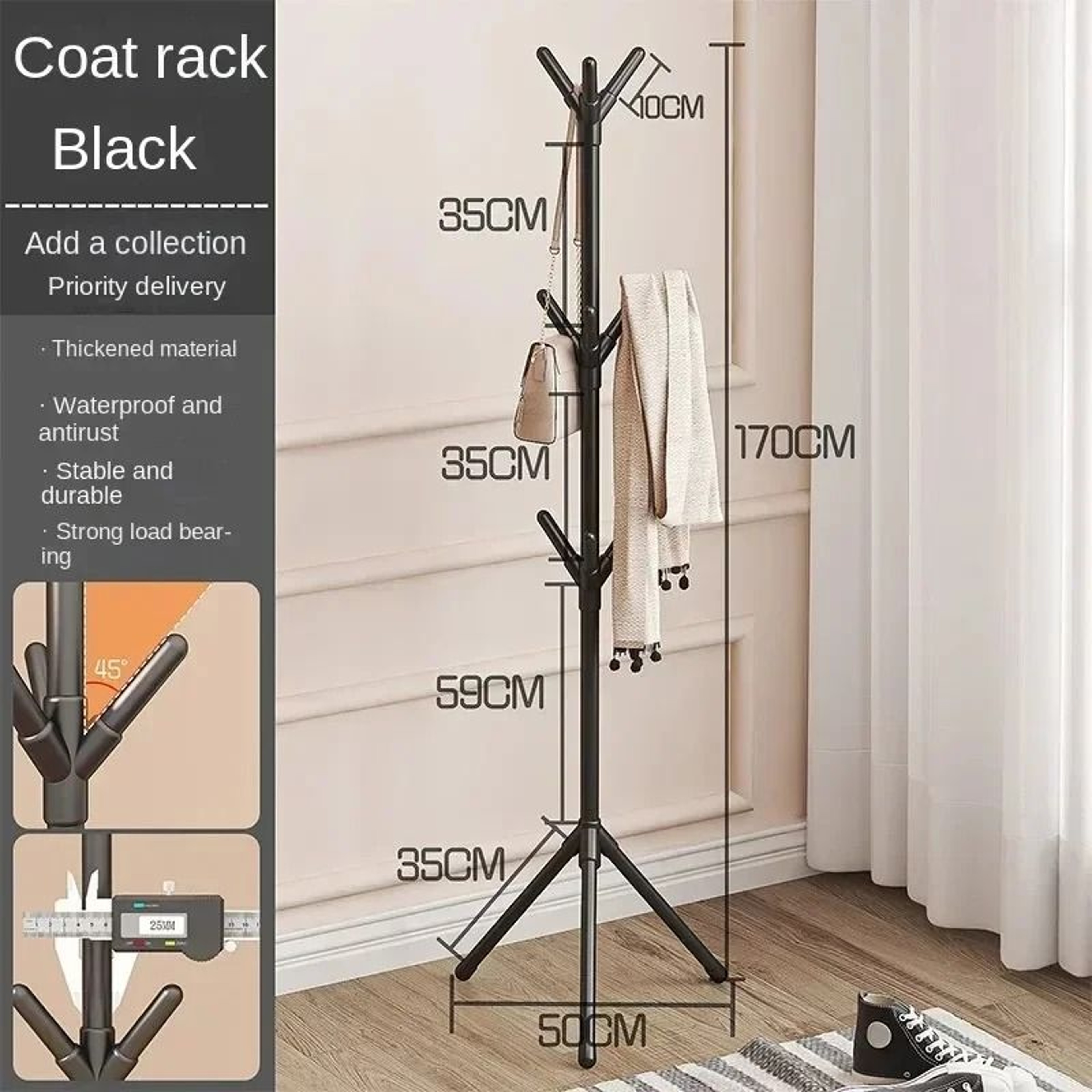 Tree Branch Shape Multi Hook Mobile Coat Rack Stand 5