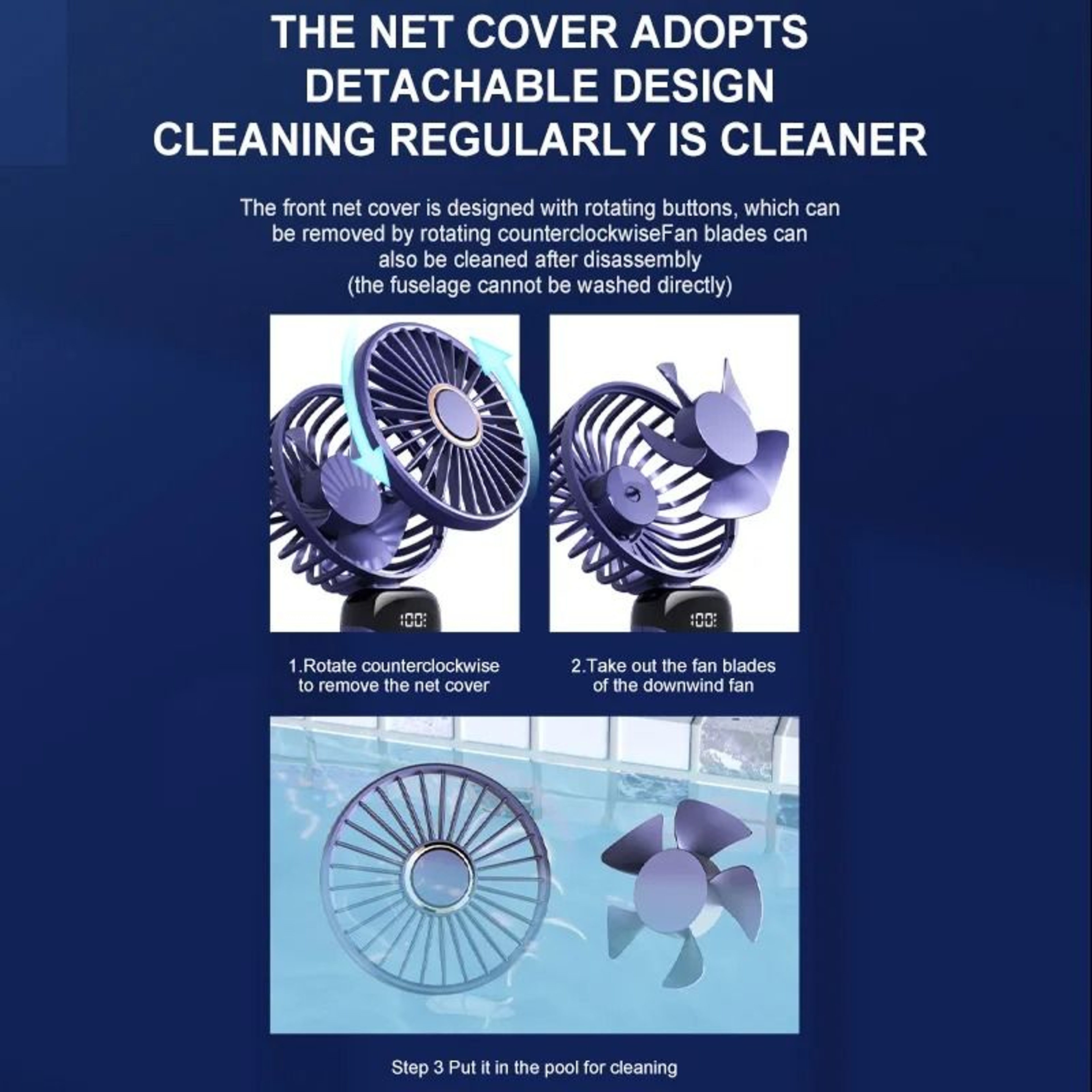 Foldable Rechargeable USB Handheld Fan With LED Display 5