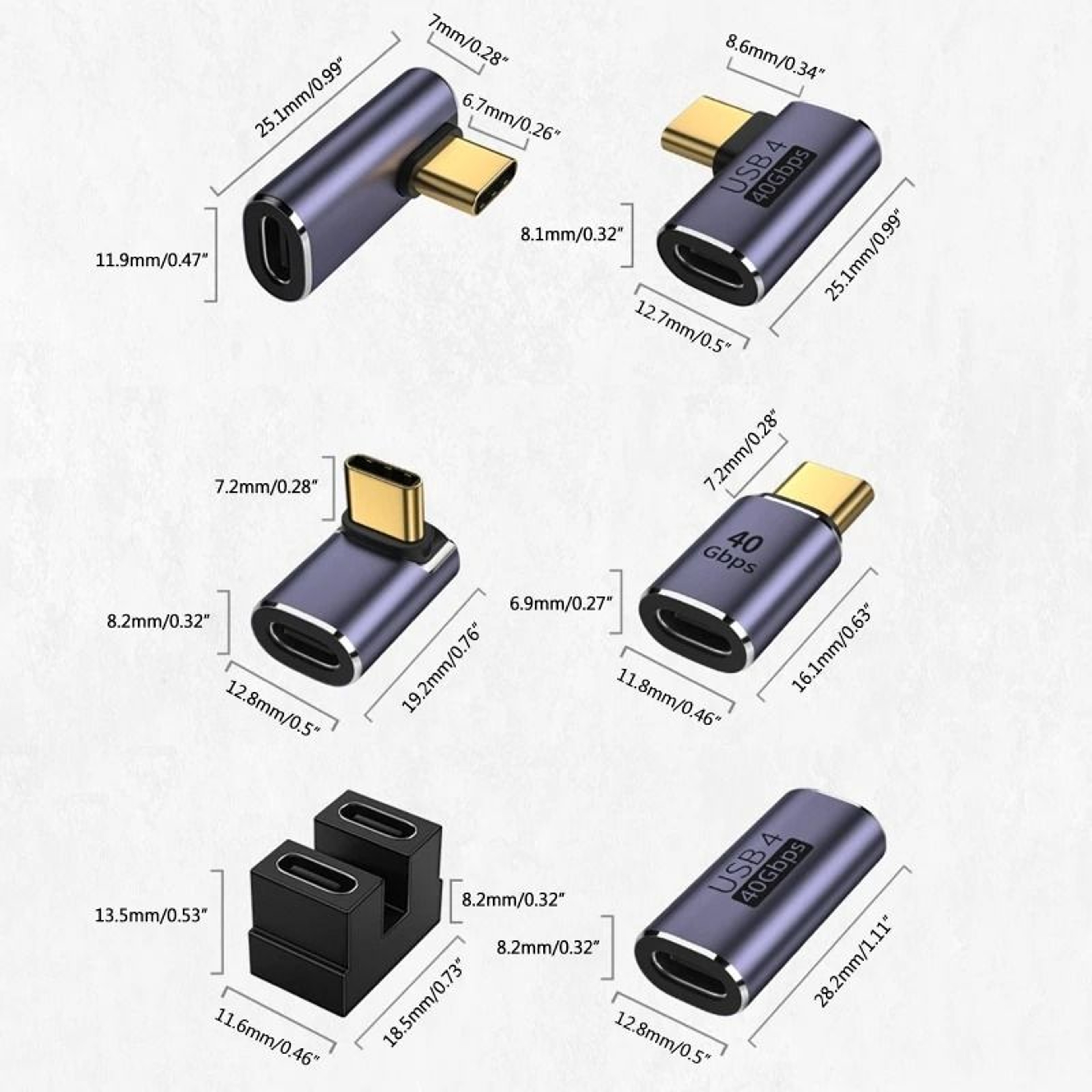 90 Degree USB 40 40Gbps Type C OTG Adapter 5