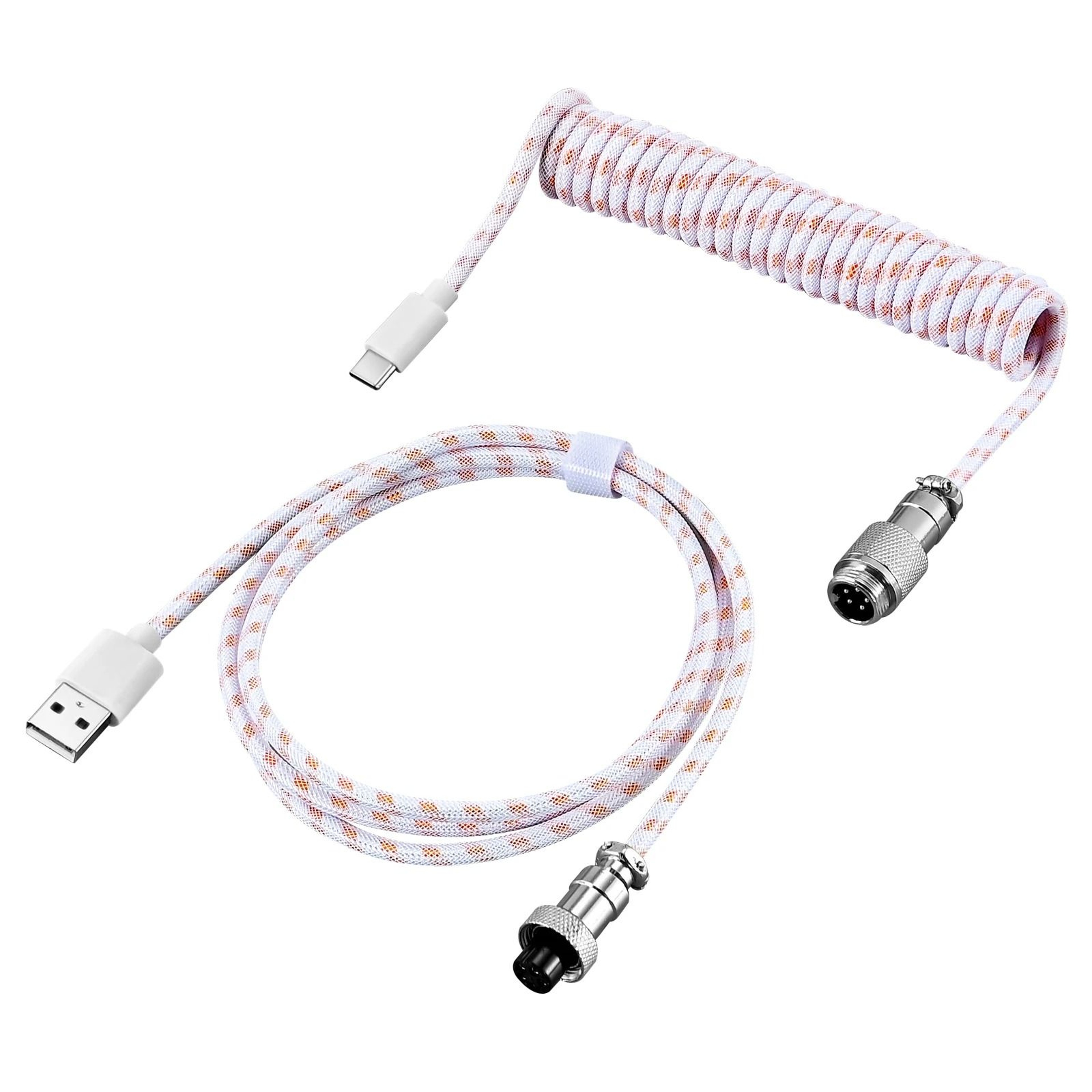 Type C Mechanical Keyboard Coiled Cable With Aviator Connector 12