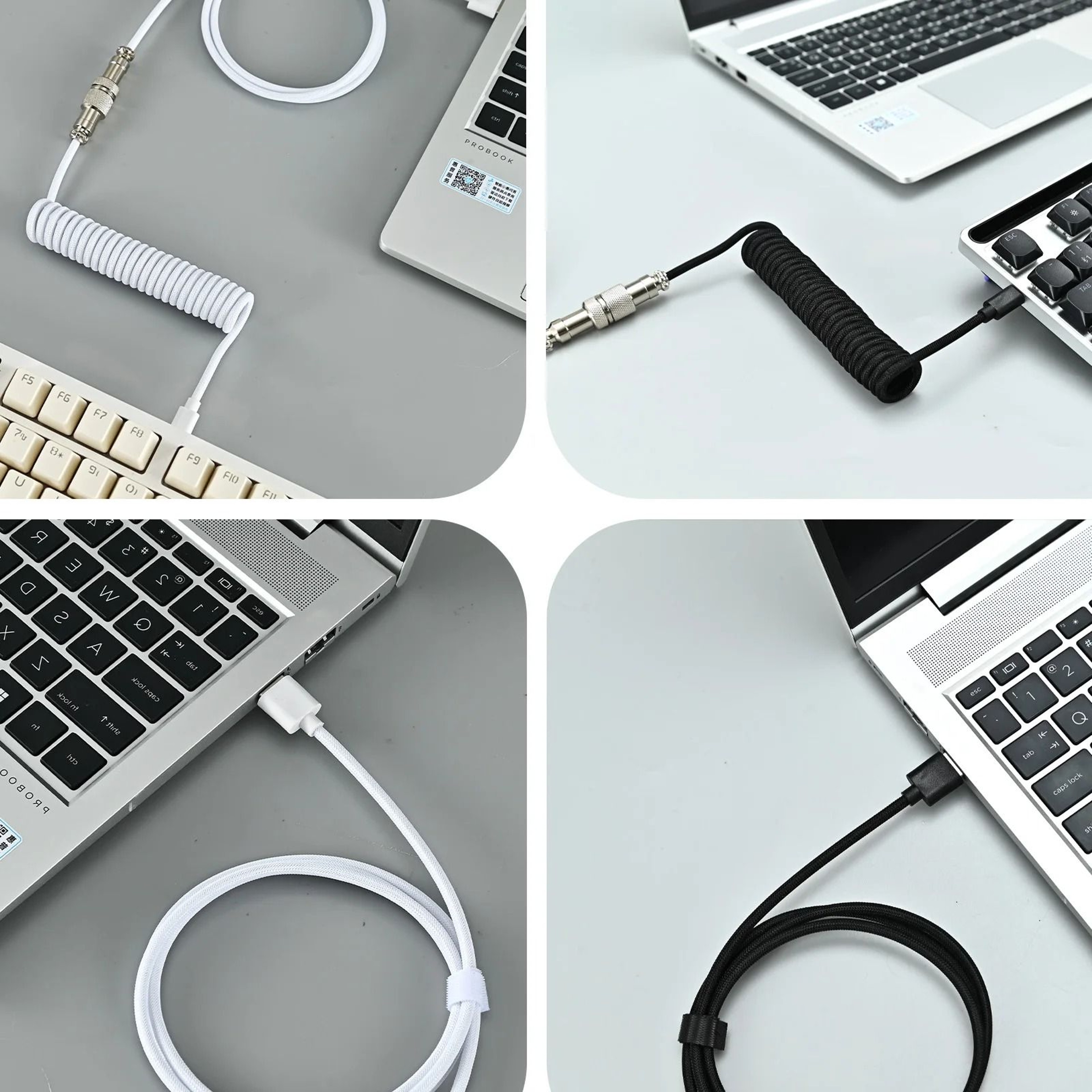 Type C Mechanical Keyboard Coiled Cable With Aviator Connector 2