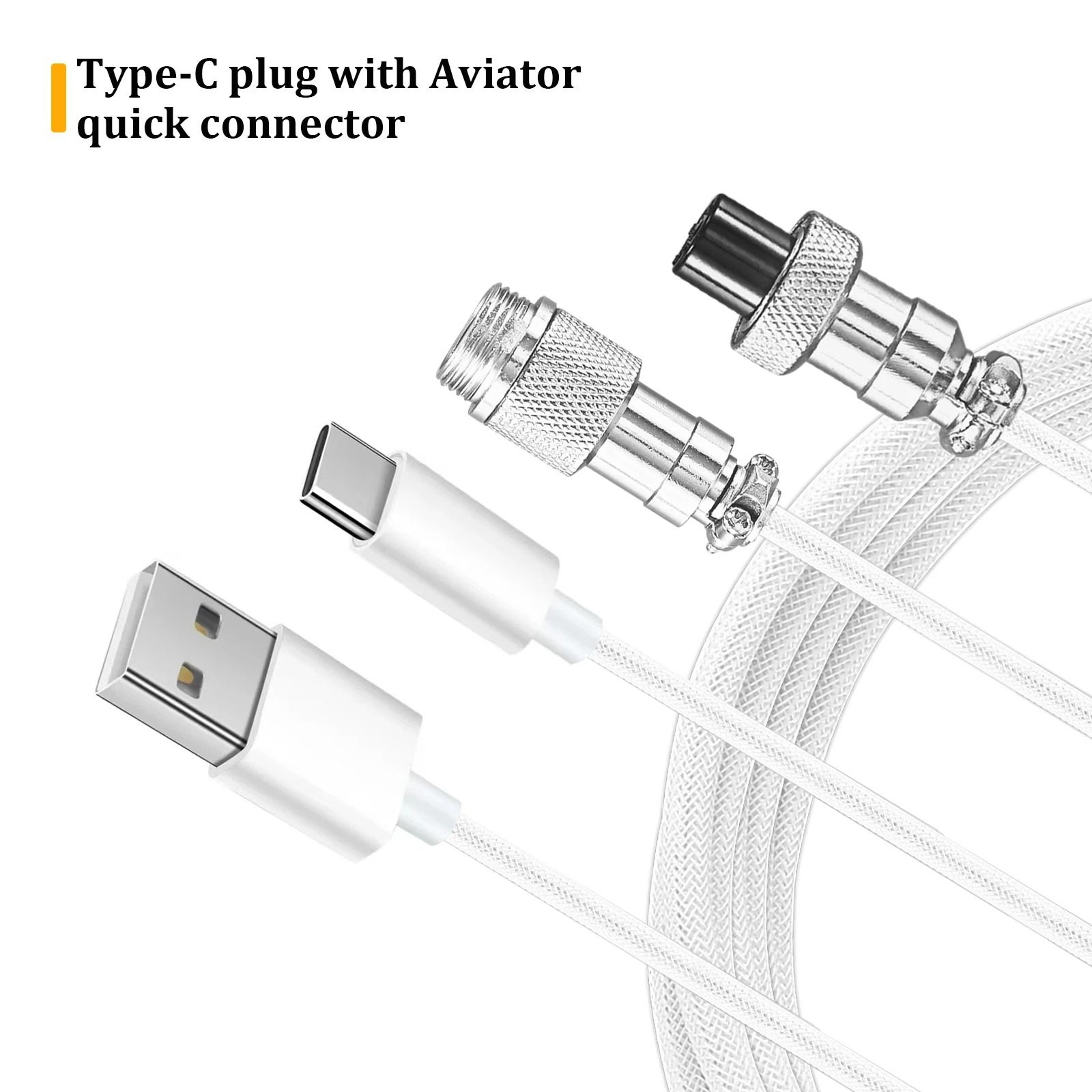 Type C Mechanical Keyboard Coiled Cable With Aviator Connector 5