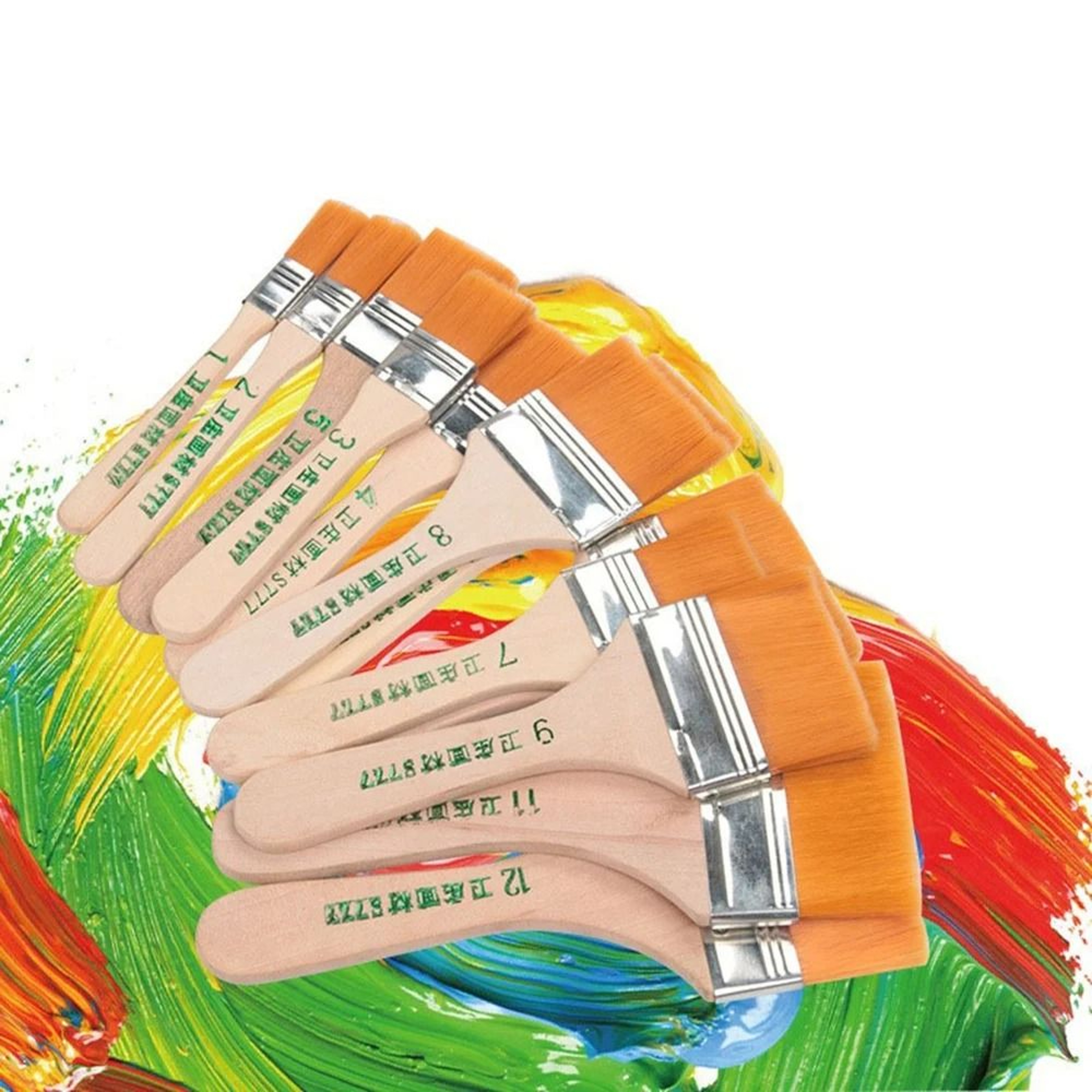 12 Piece Professional Wooden Handle Nylon Paint Brush Set 3