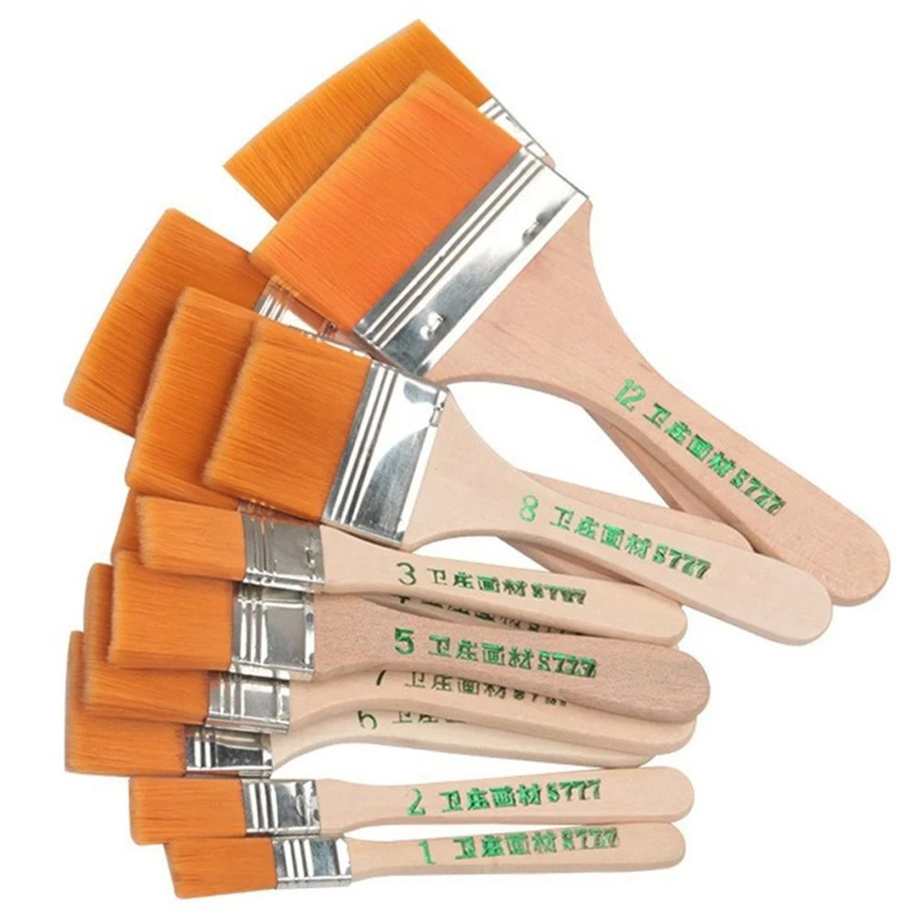 12 Piece Professional Wooden Handle Nylon Paint Brush Set 6