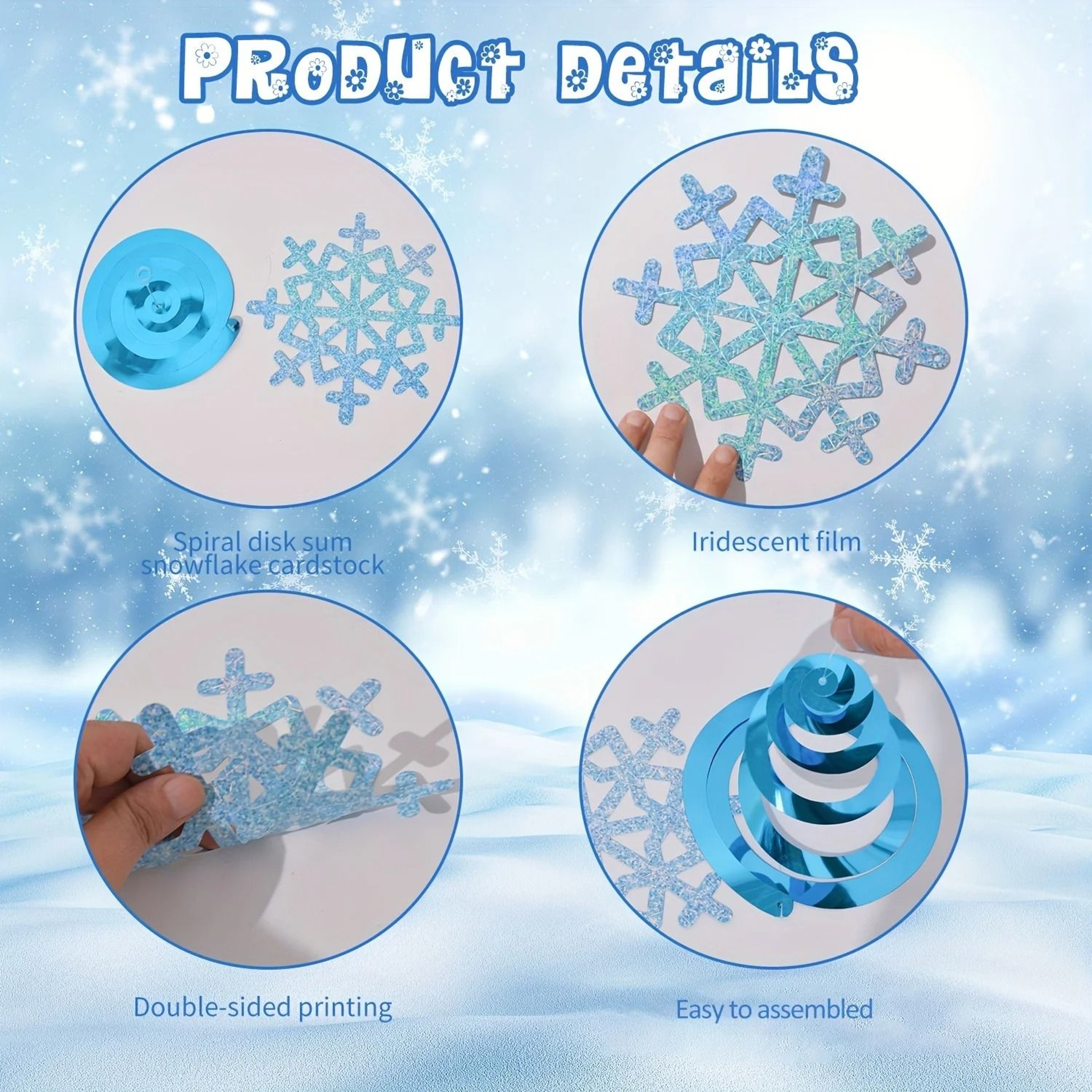 24 Piece Frozen Style Snowflake Vortex Decorations 1